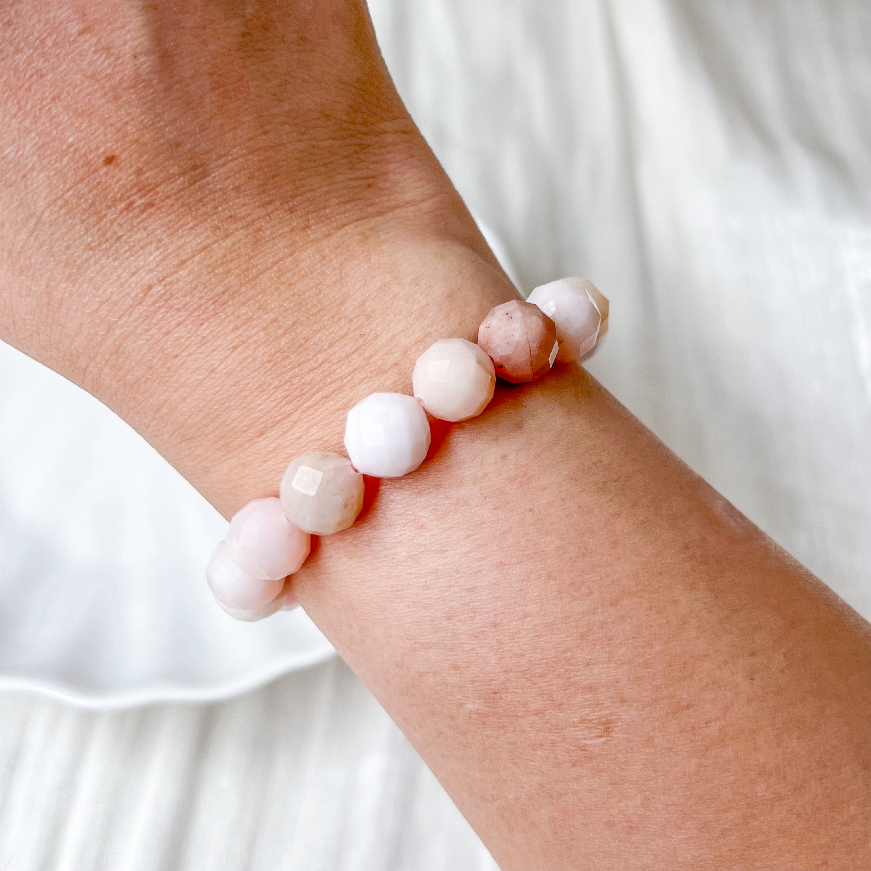 Pink Opal 10mm Cut Bracelet