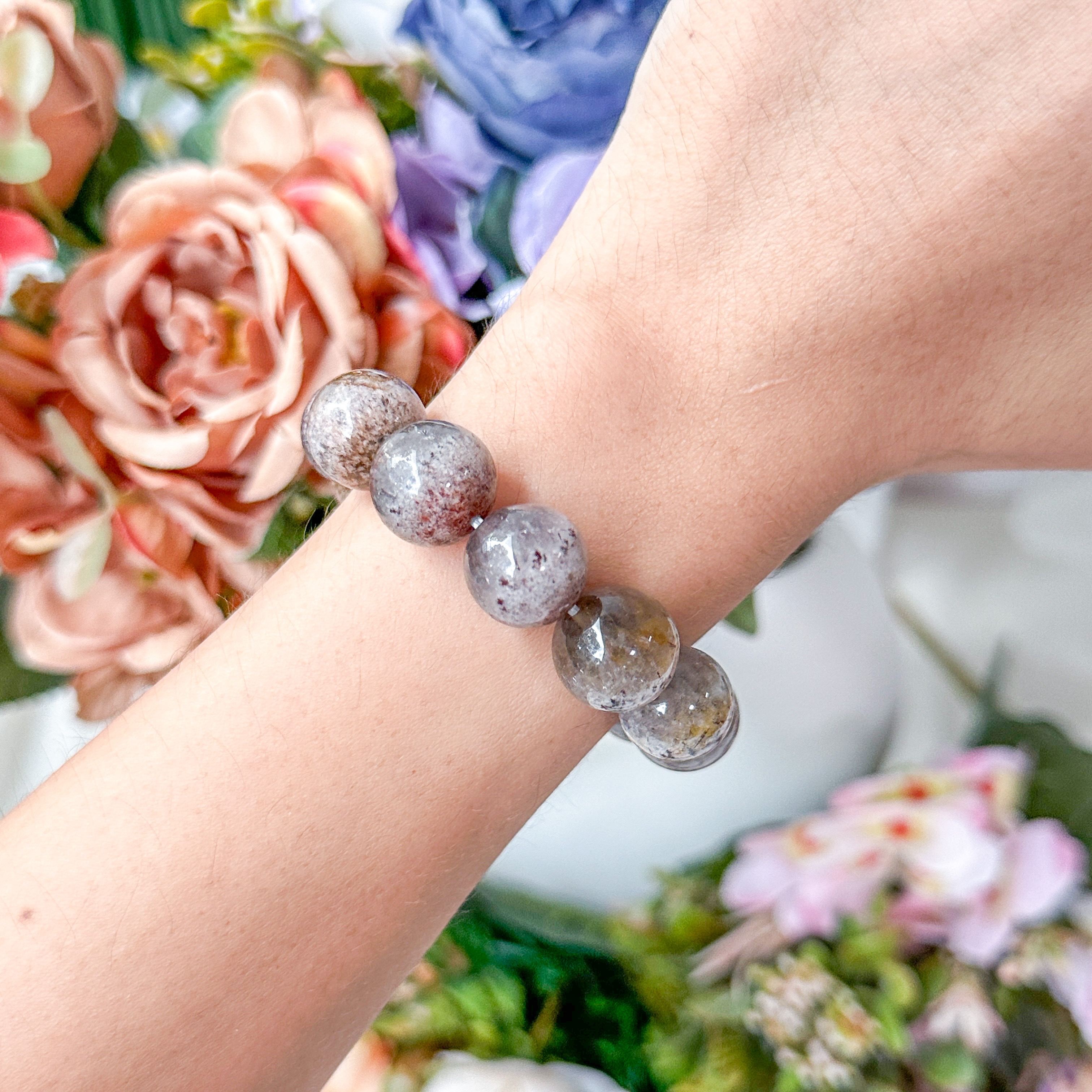 White Auralite 13+mm Bracelet