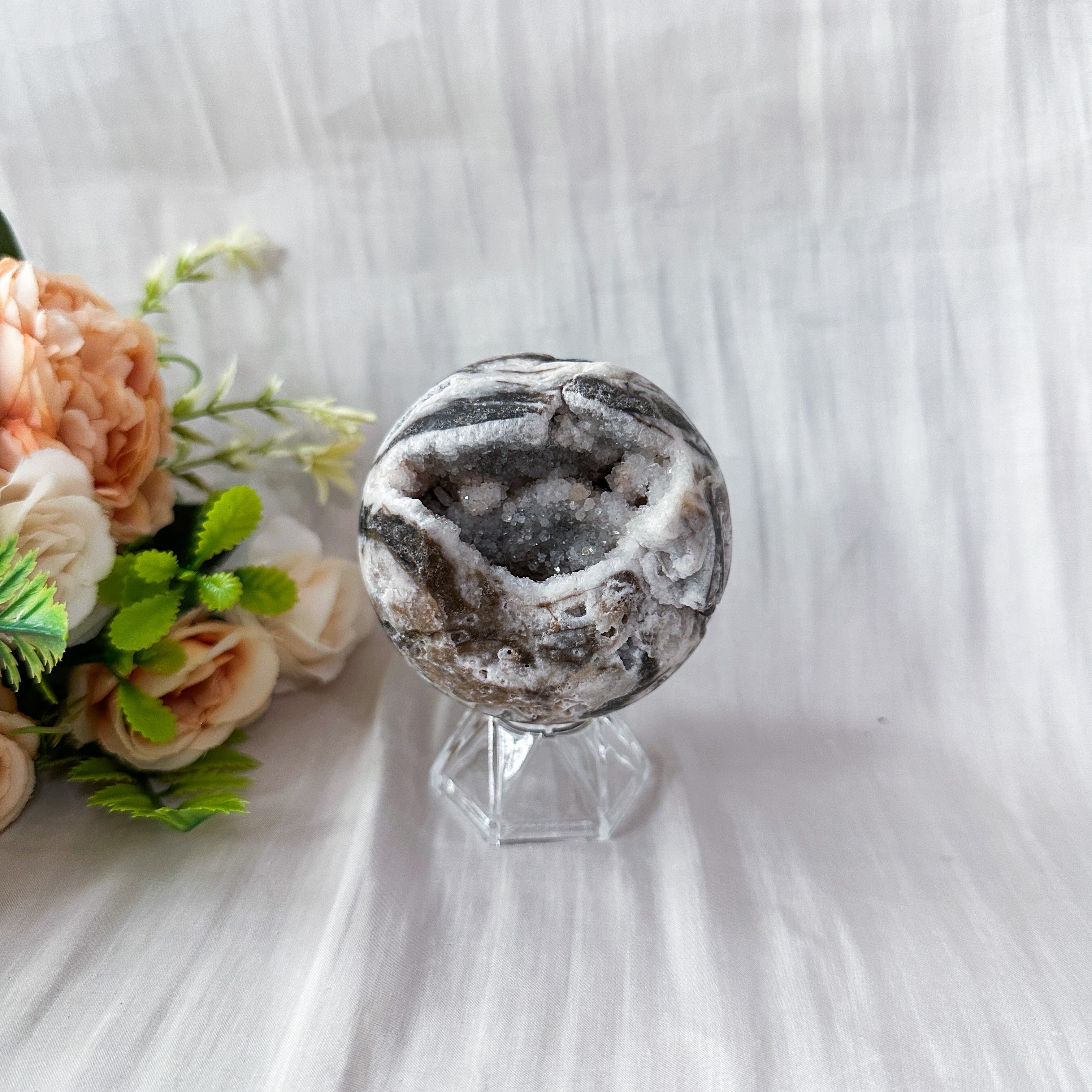 Zebra Druzy Jasper Sphere 69.1mm