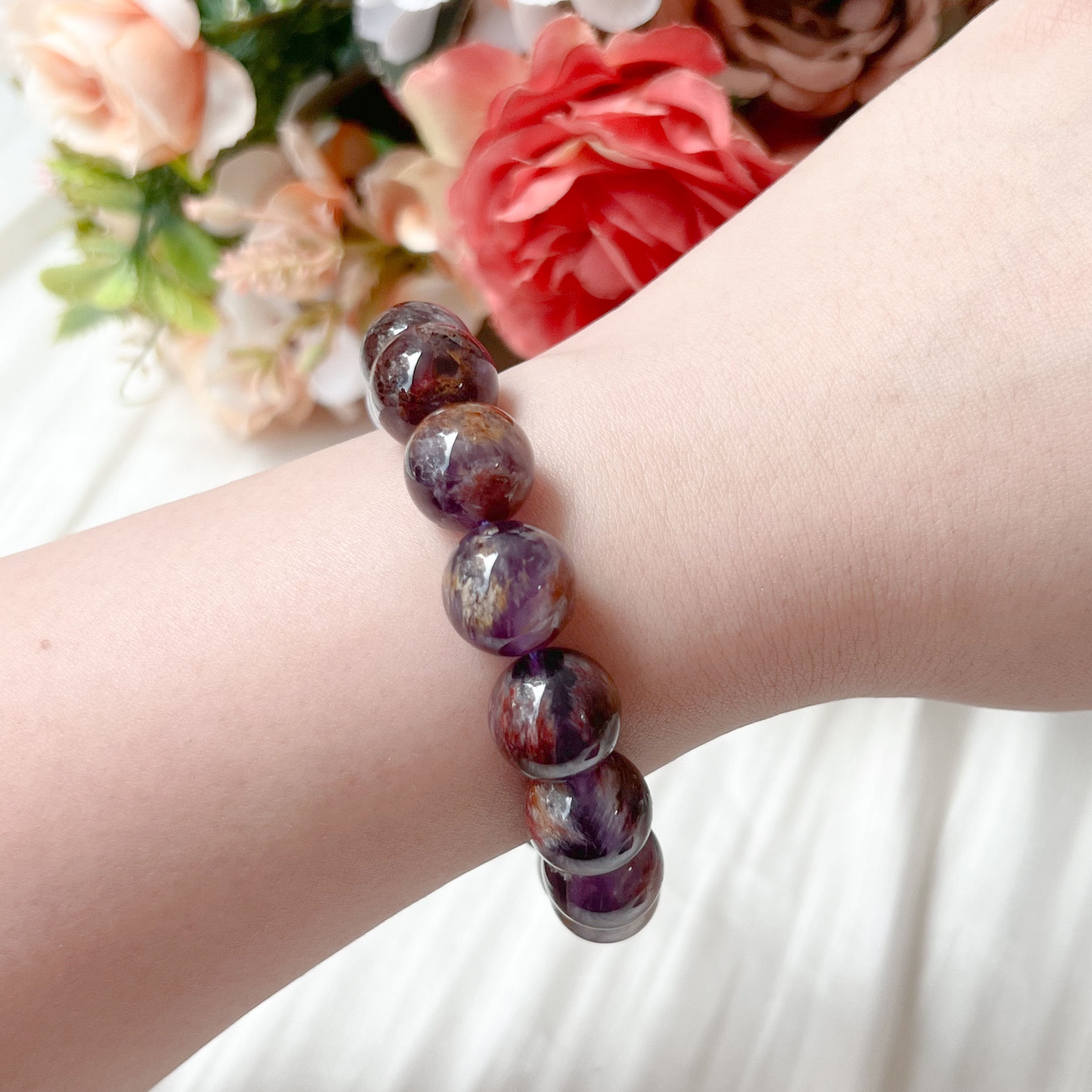 Titanium Amethyst Phantom 13-14mm Bracelet