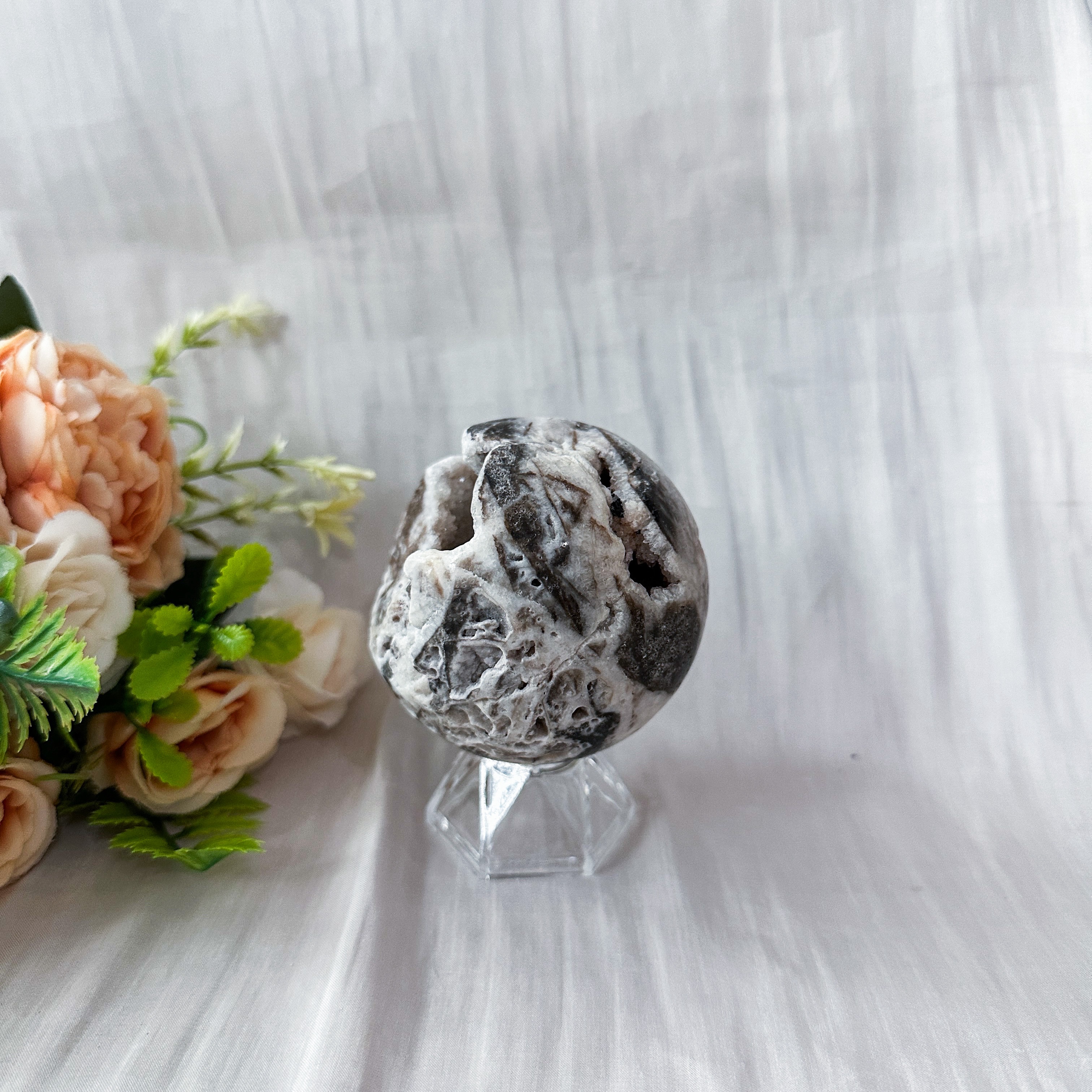 Zebra Druzy Jasper Sphere 69.1mm