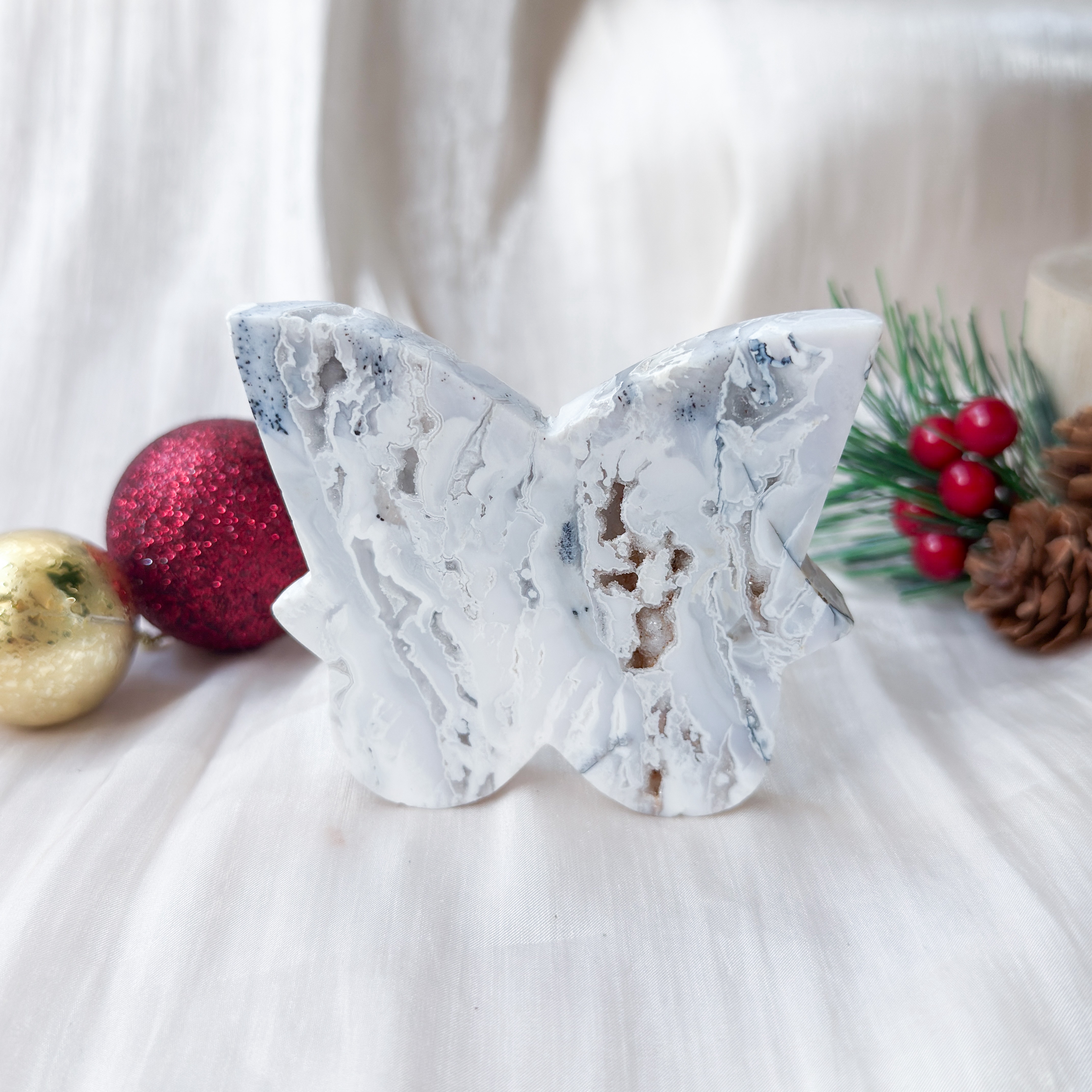 White Plume Druzy Agate Butterfly [Black Friday]