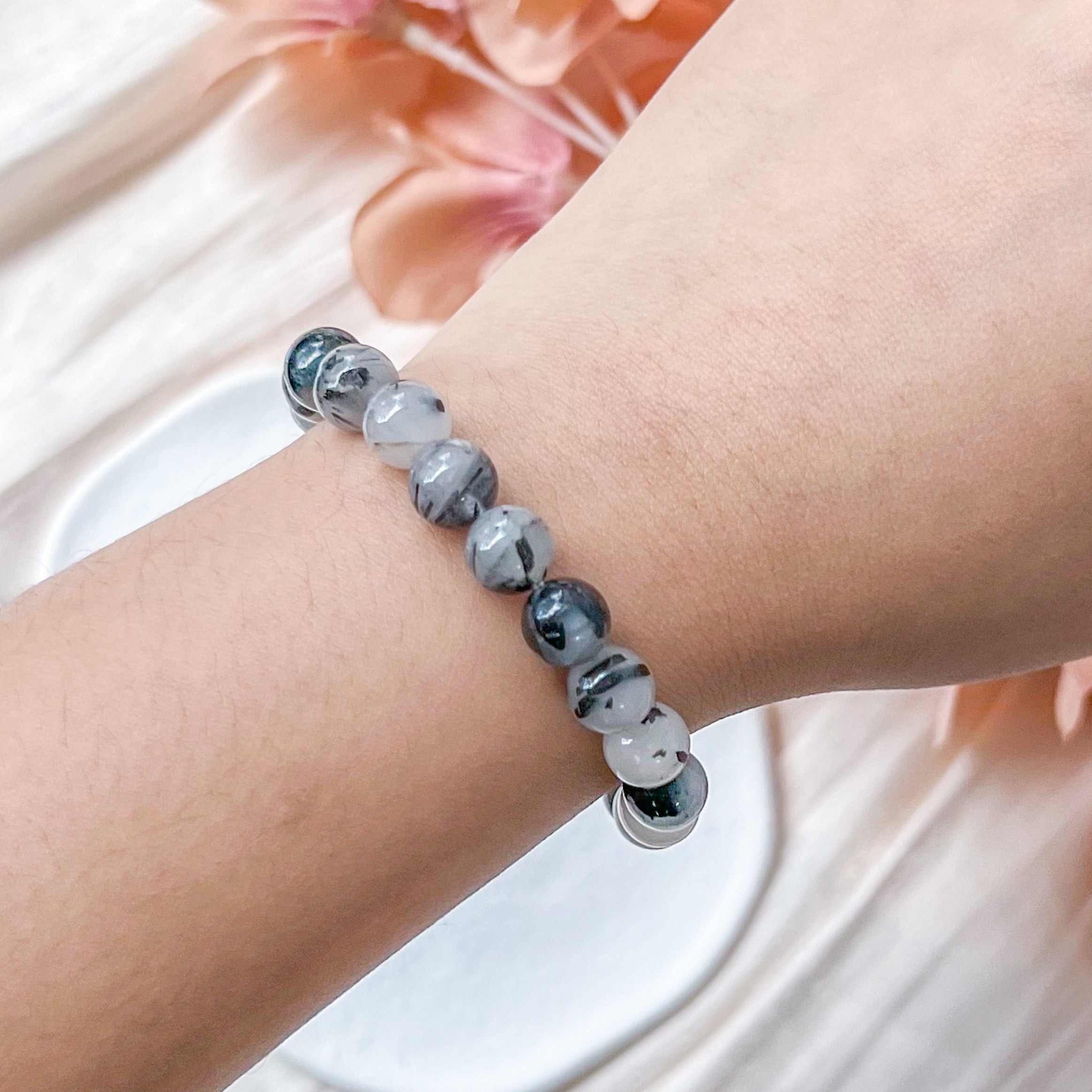Black Rutilated Quartz 8mm Bracelet