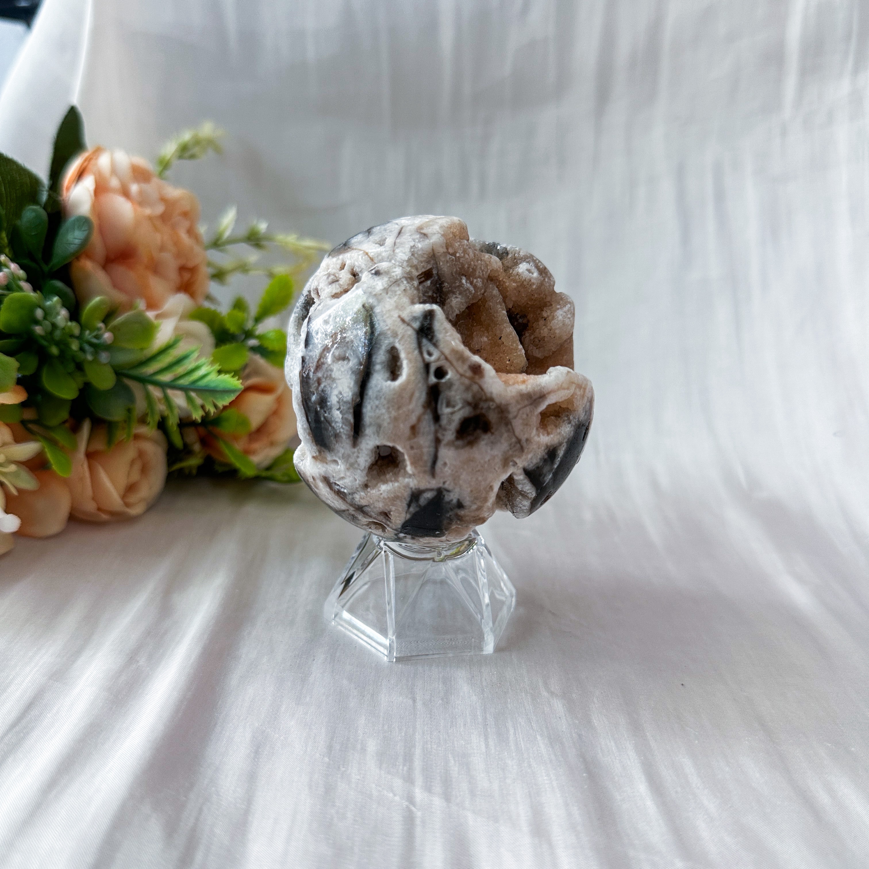 Zebra Druzy Jasper Sphere 70.5mm