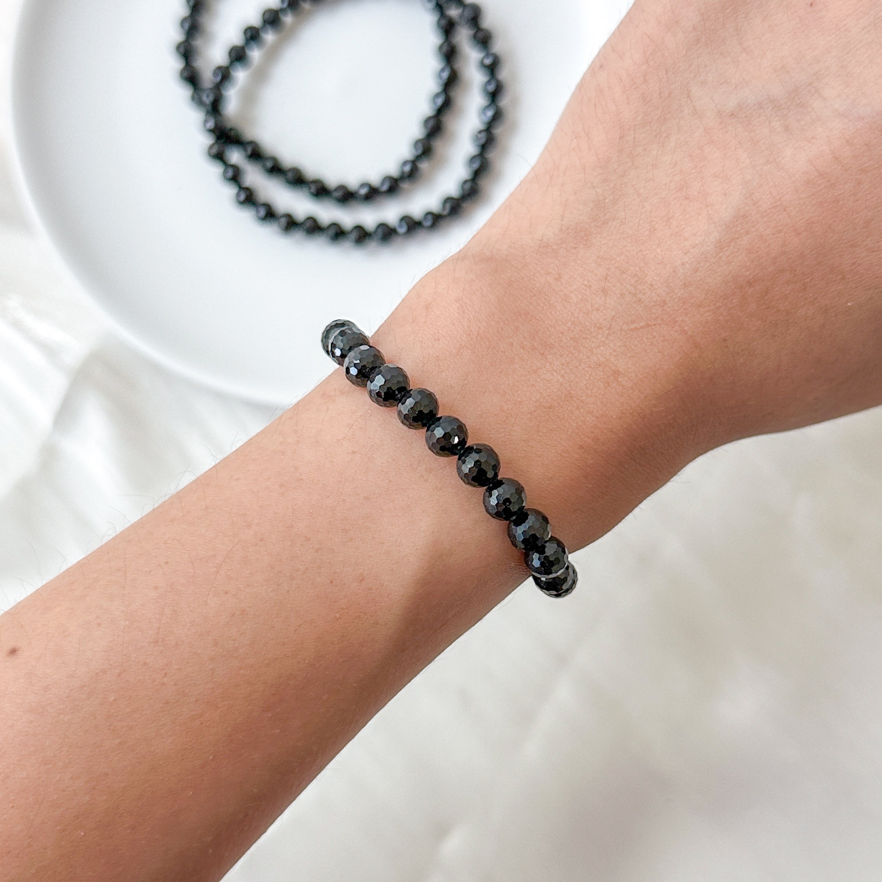 Black Tourmaline 6mm Cut Bracelet