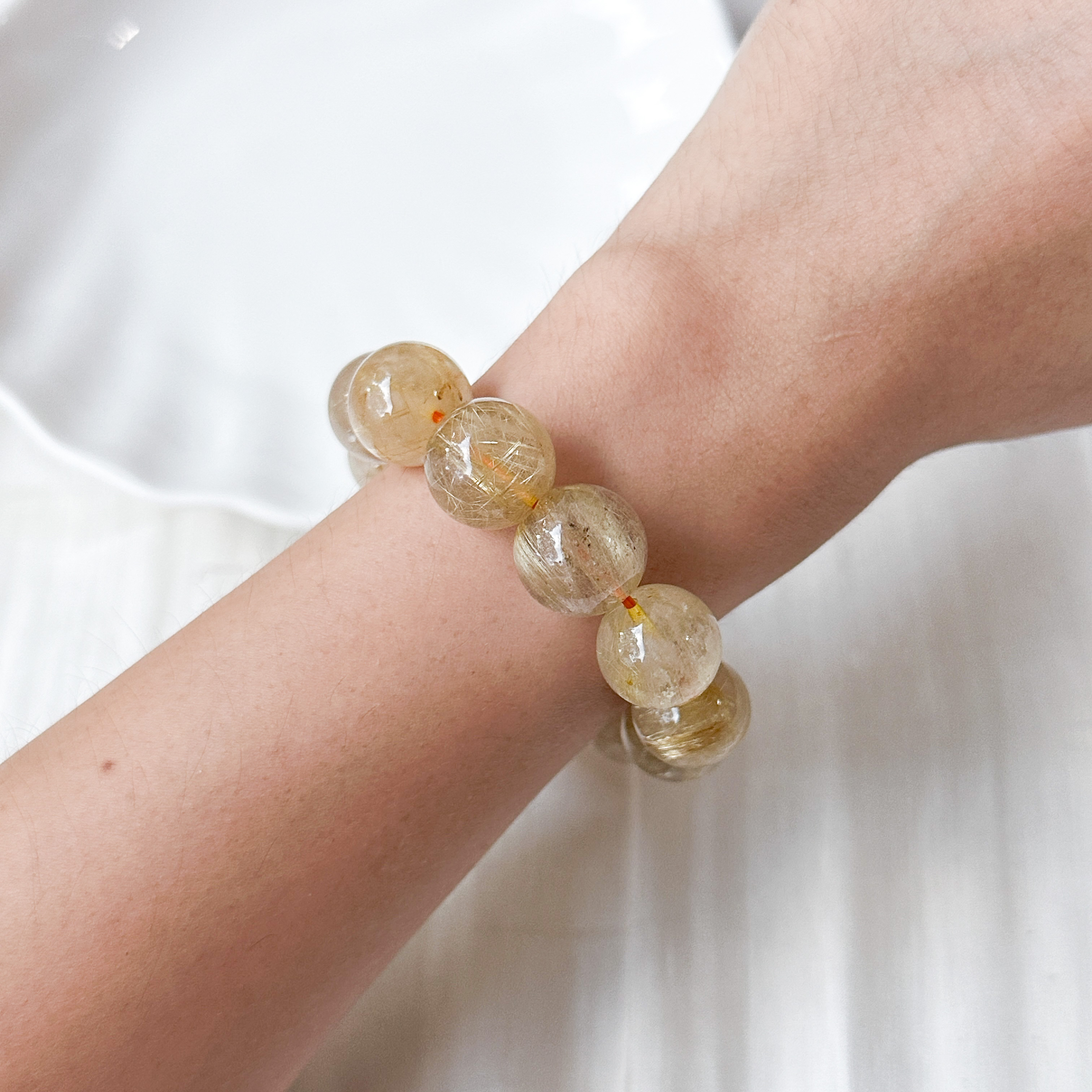 Gold Rutilated Quartz 14+mm AAA+ Bracelet