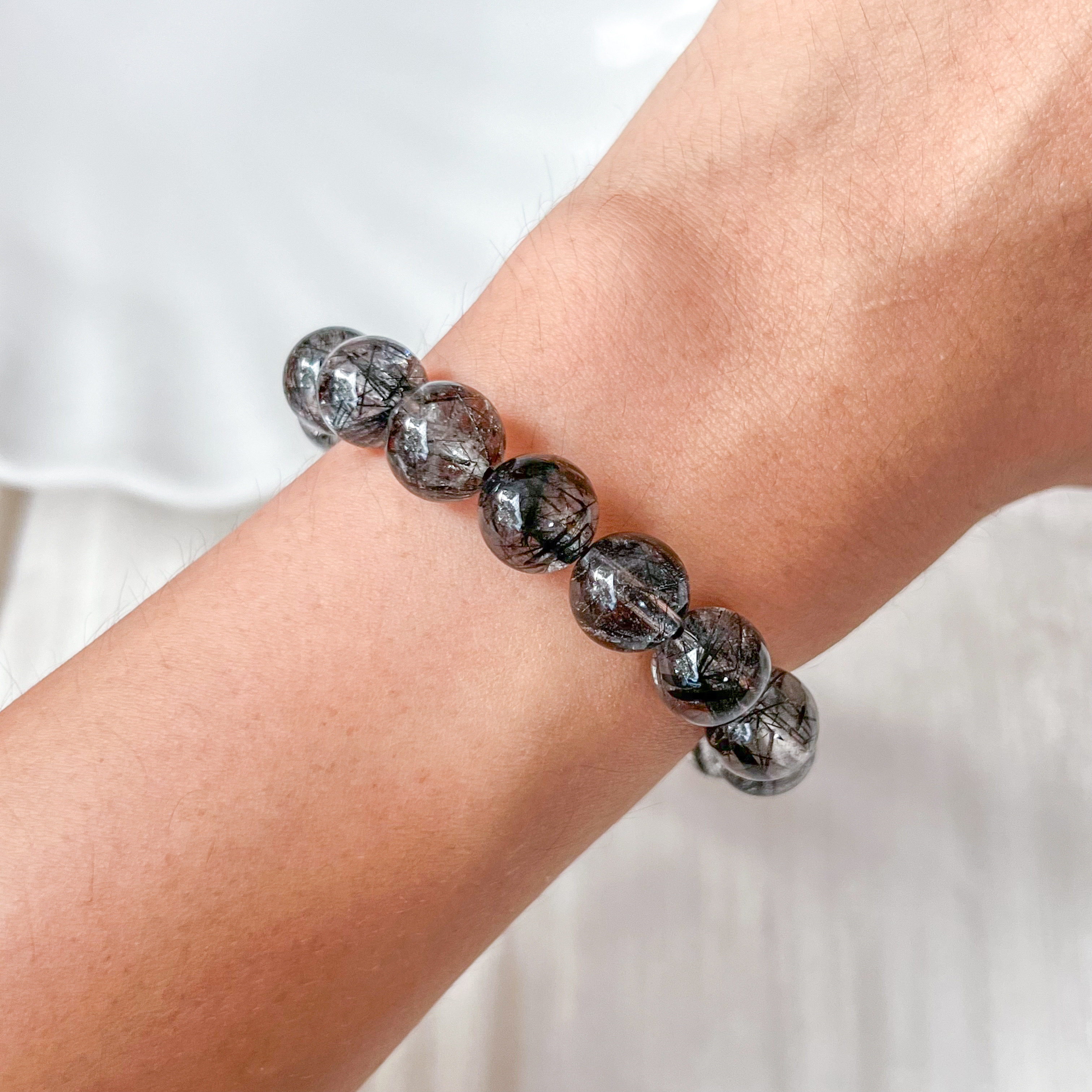 Black Rutilated Quartz 10mm AAA Bracelet