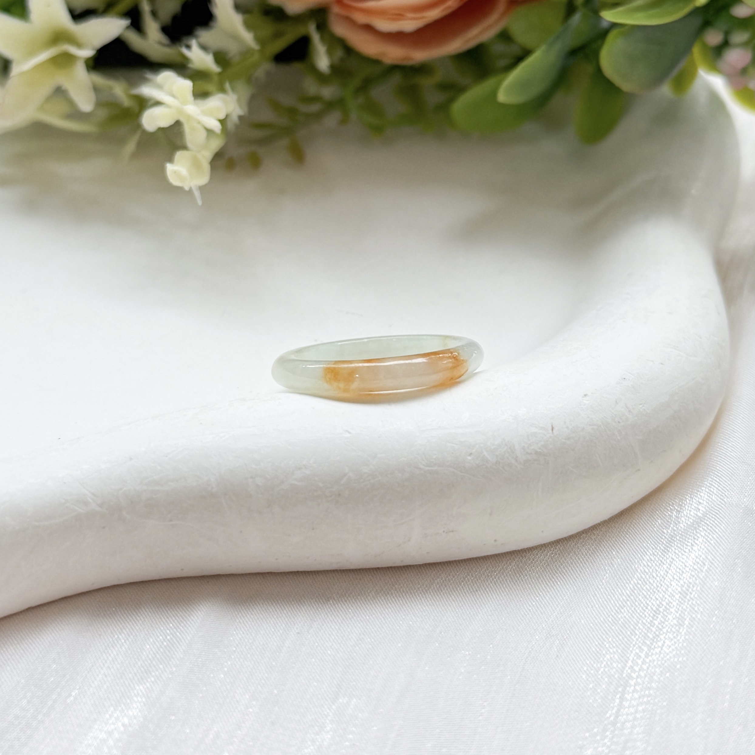 Grade A Autumn Vein Full Jade Ring