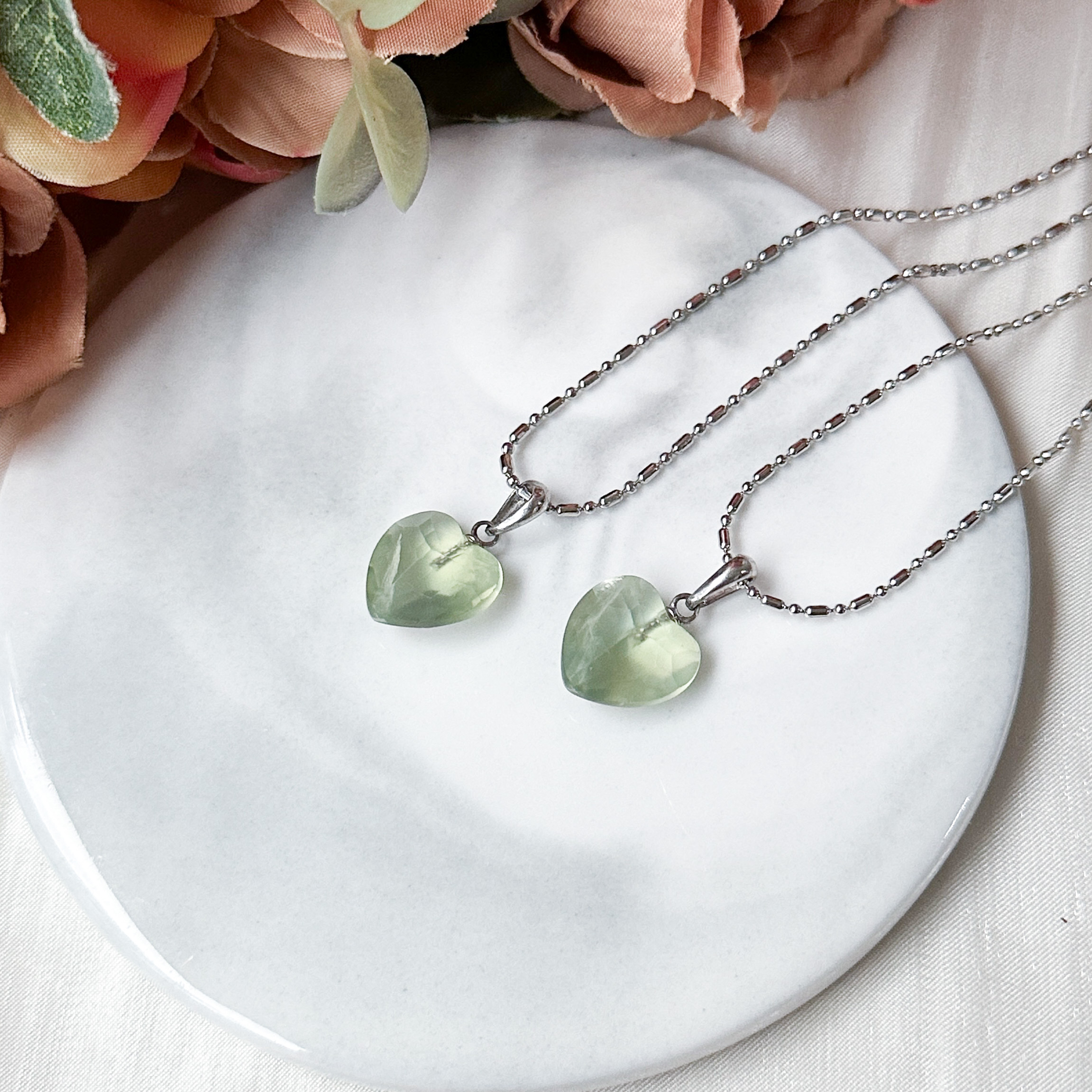 Prehnite Heart Pendant