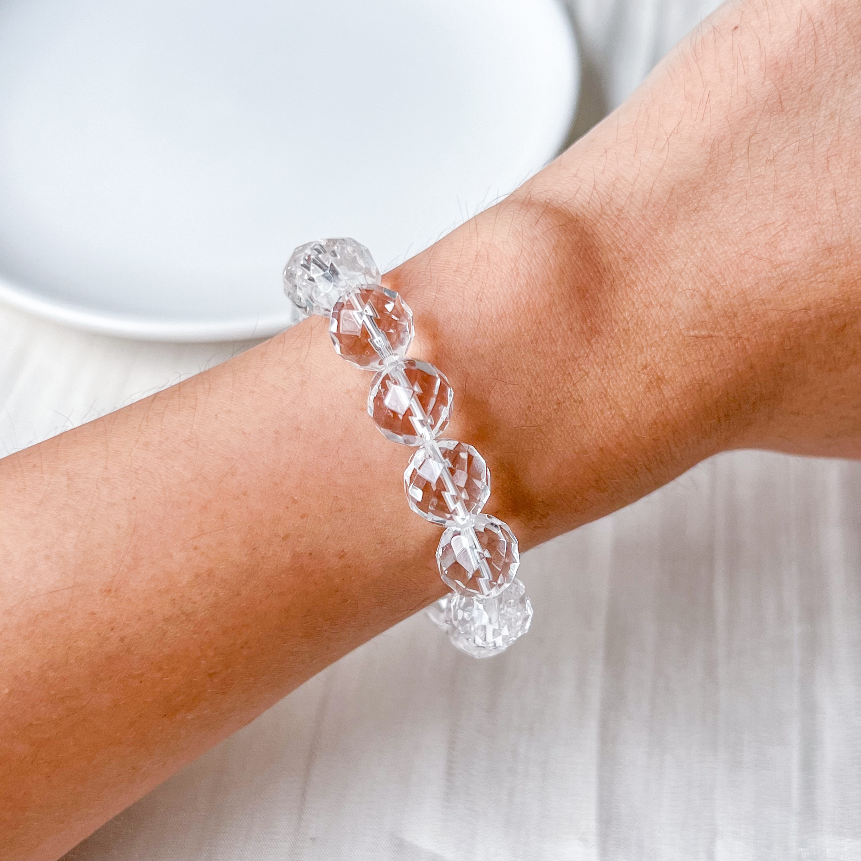 Clear Quartz 10mm Cut Bracelet