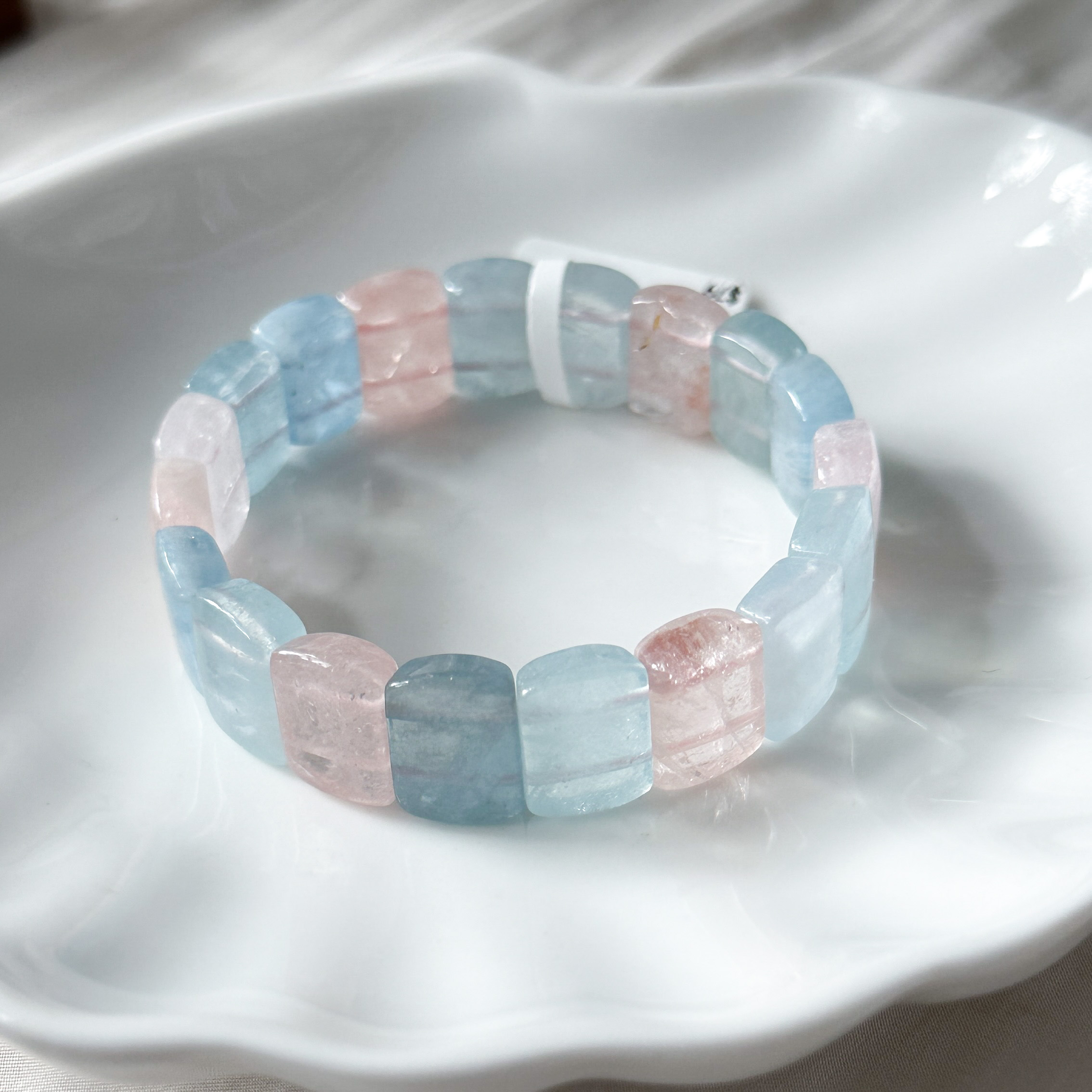 Multi-Colour Aquamarine & Morganite Rect AAA+ Bracelet