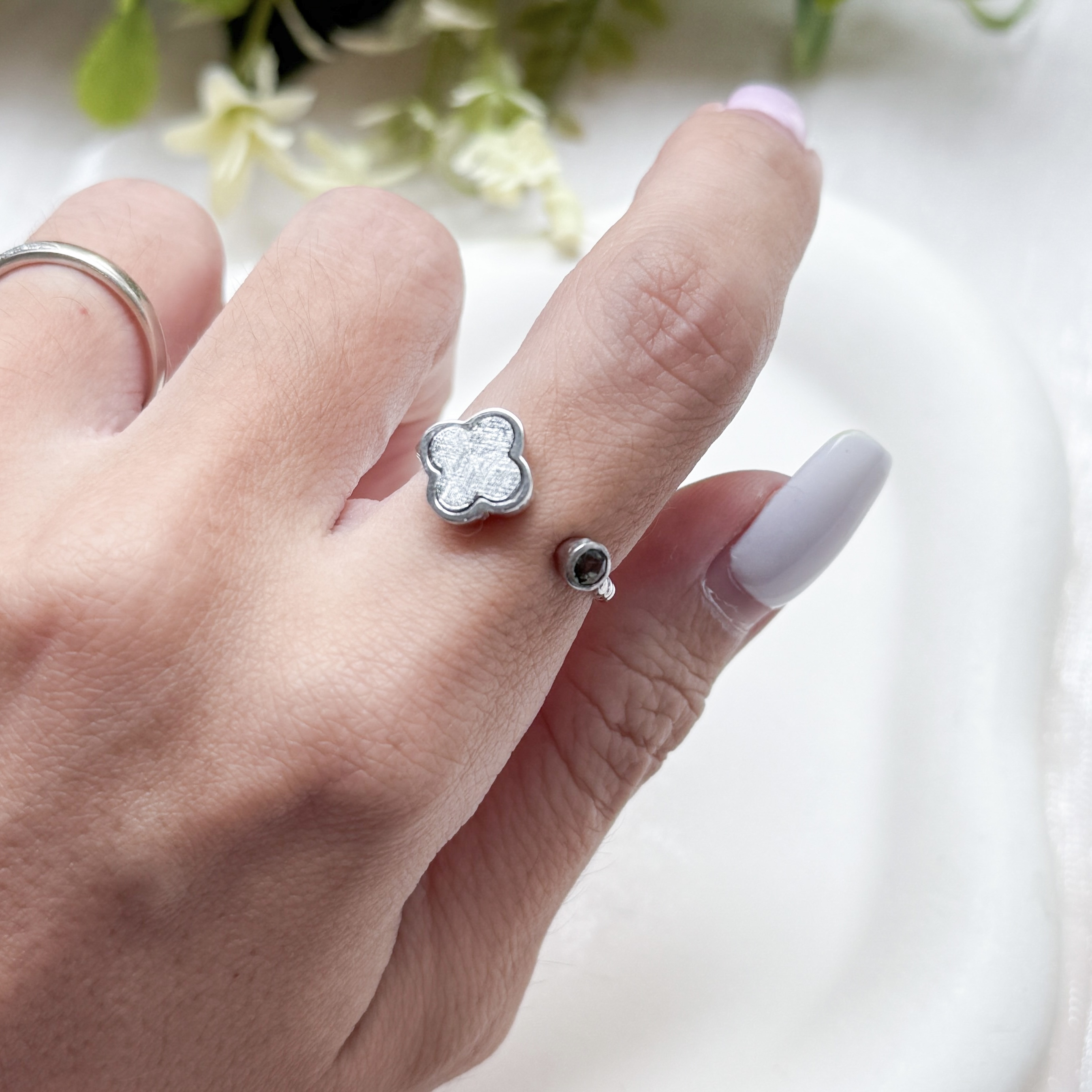 Iron Nickel Meteorite W Moldavite Ring