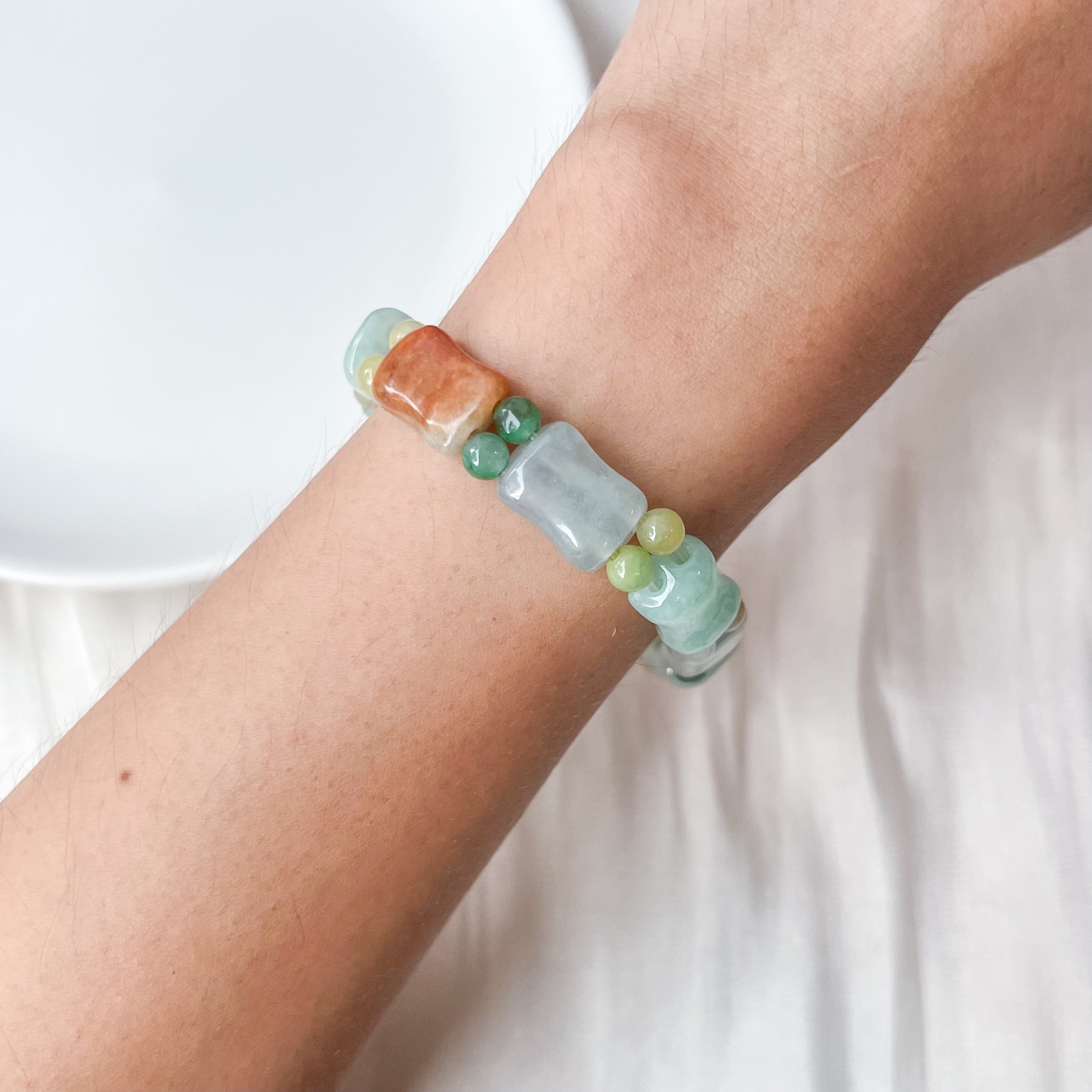 Grade A Tri-Colour Bamboo Jade Bracelet