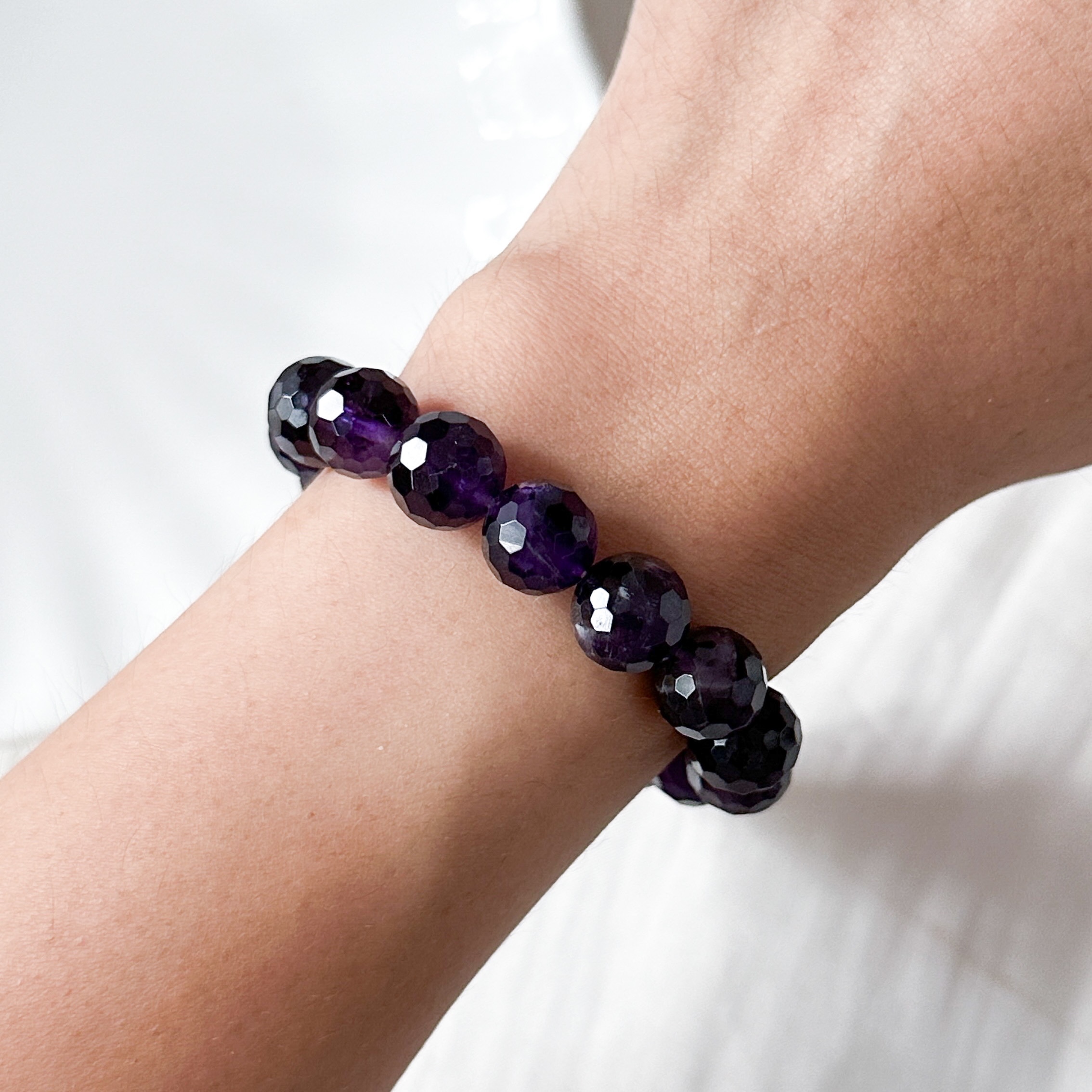 Amethyst 10mm Cut Bracelet