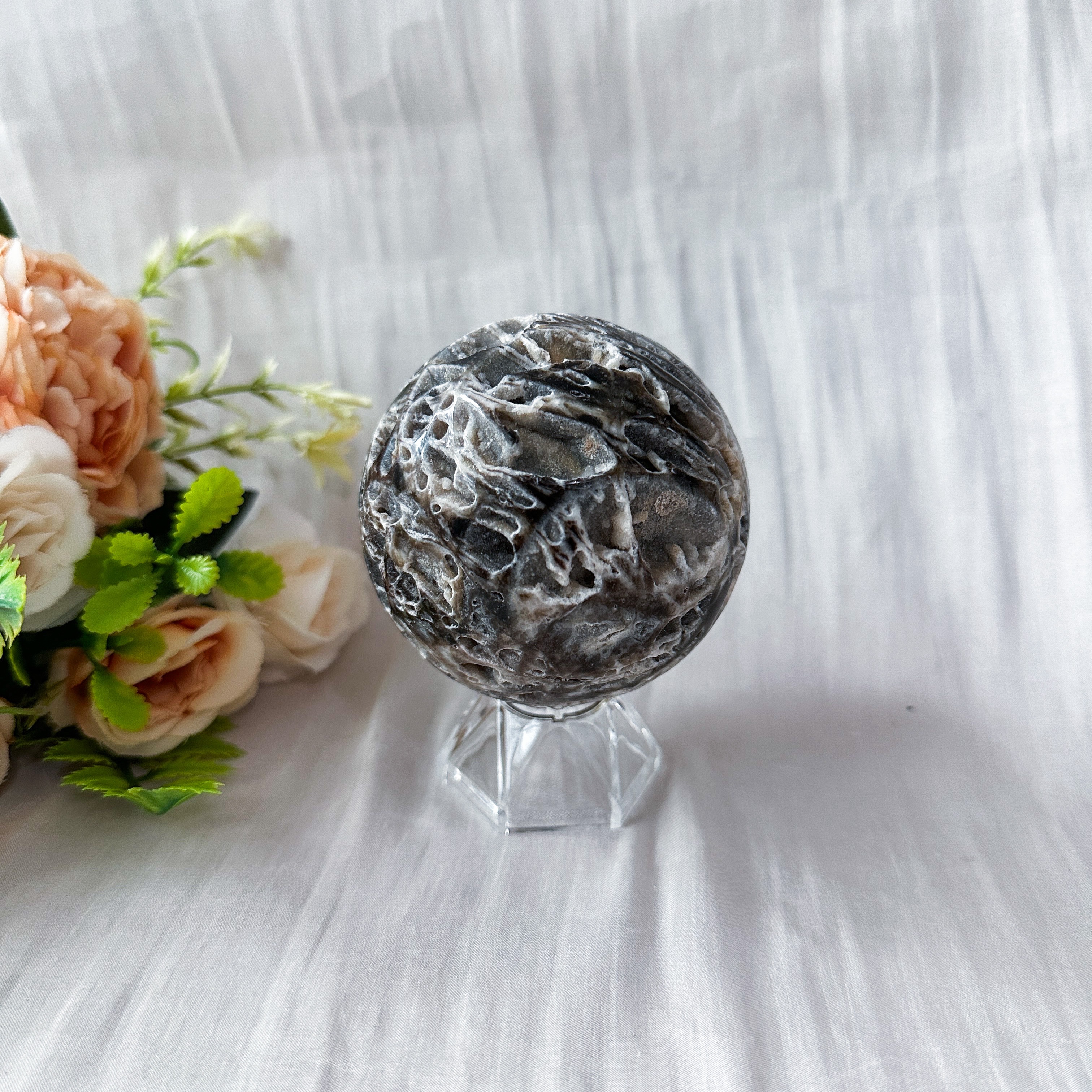 Zebra Druzy Jasper Sphere 70.7mm