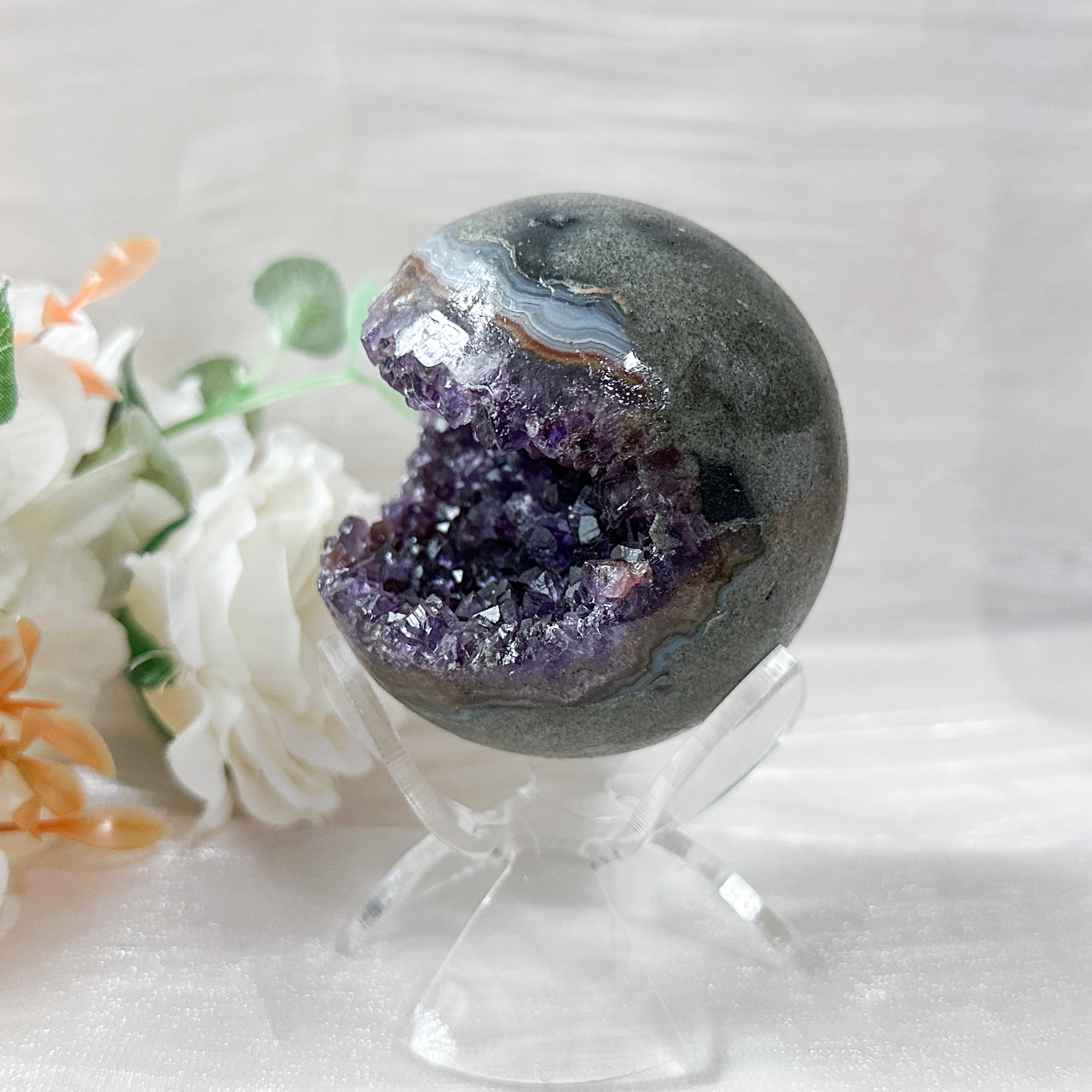 Amethyst Raw Sphere w Sphere Stand