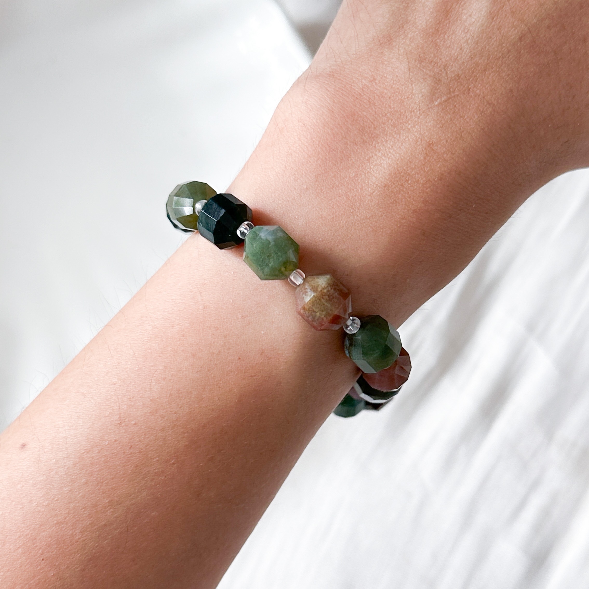 Bloodstone Geometric Bracelet