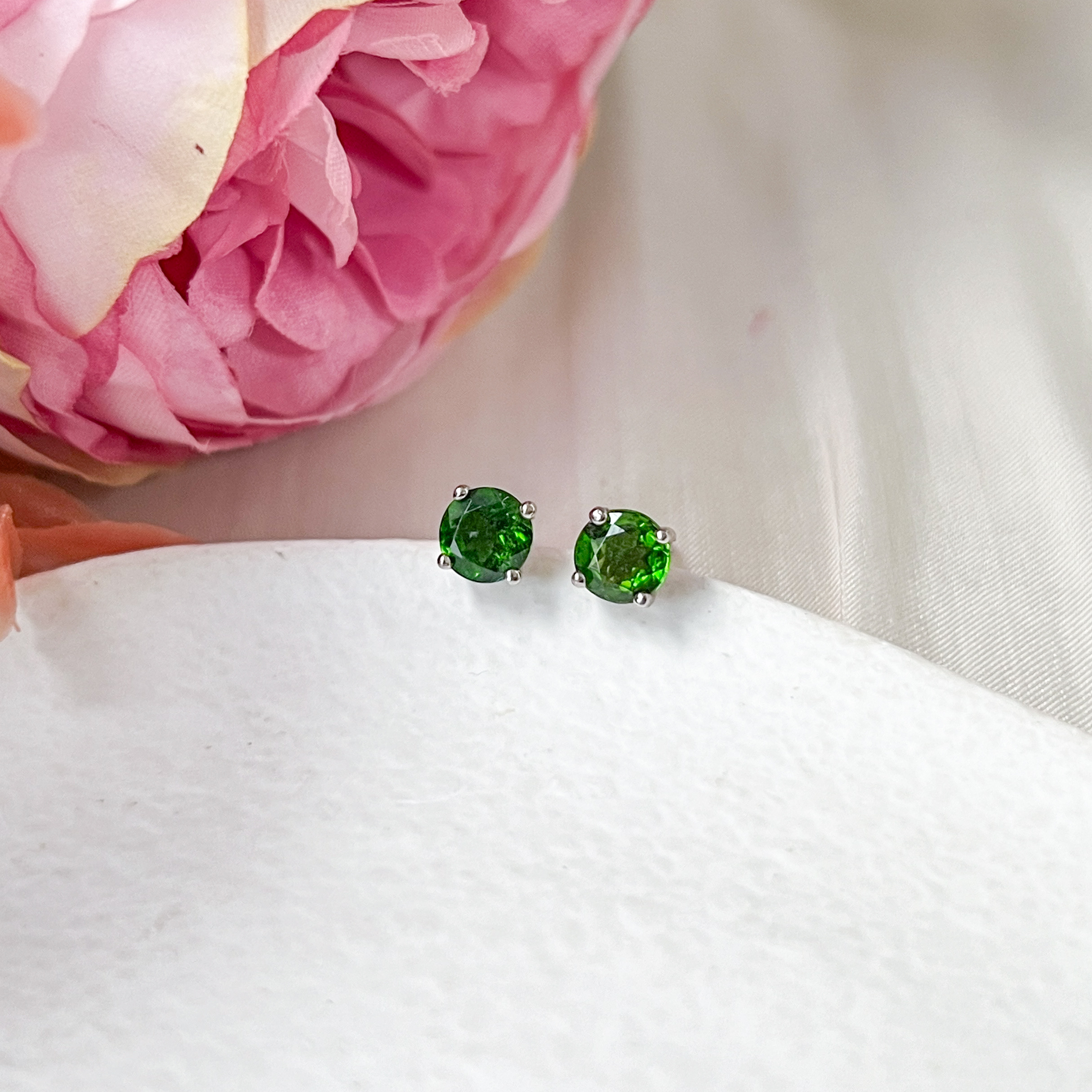 Chrome Dioptase Earrings Studs