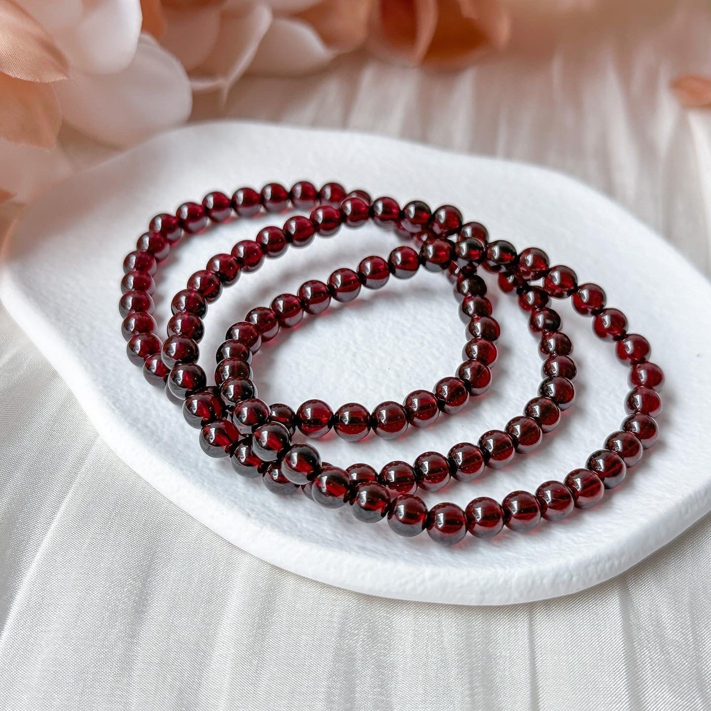 Garnet 6mm Round Bracelet