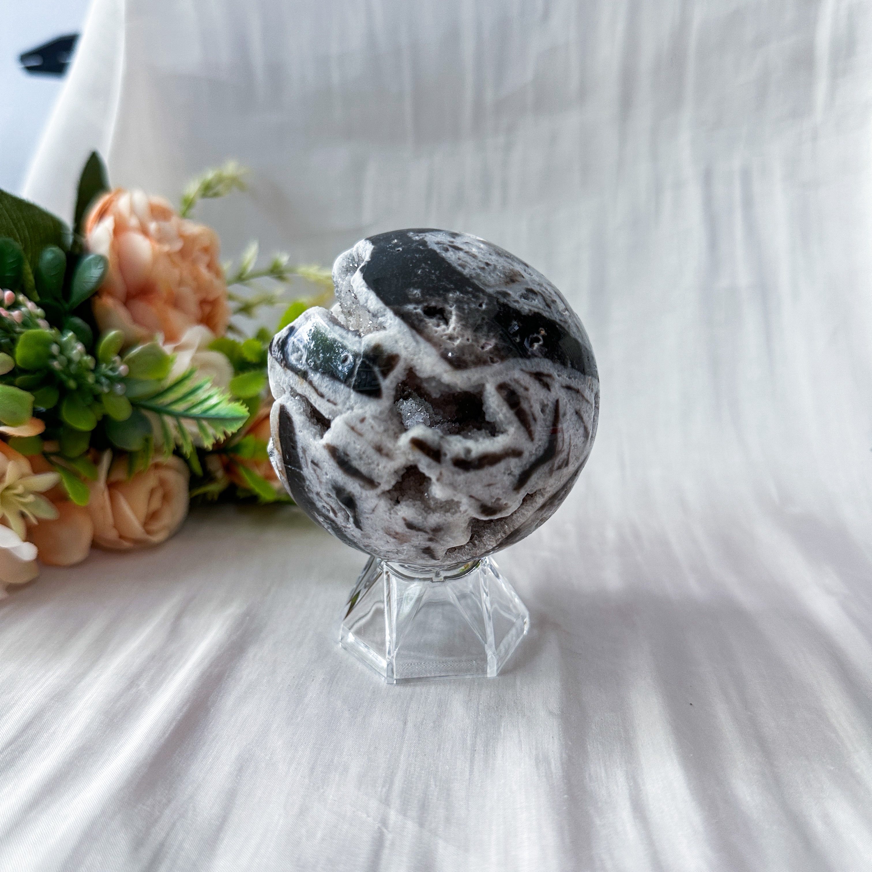 Zebra Druzy Jasper Sphere 71.4mm