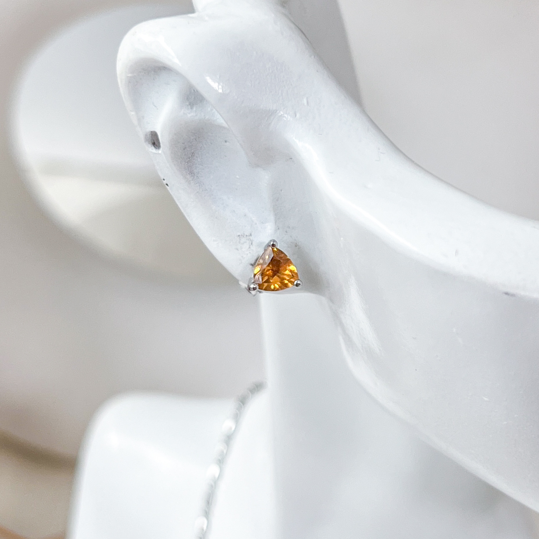 Citrine Triangular Cut Earring Studs