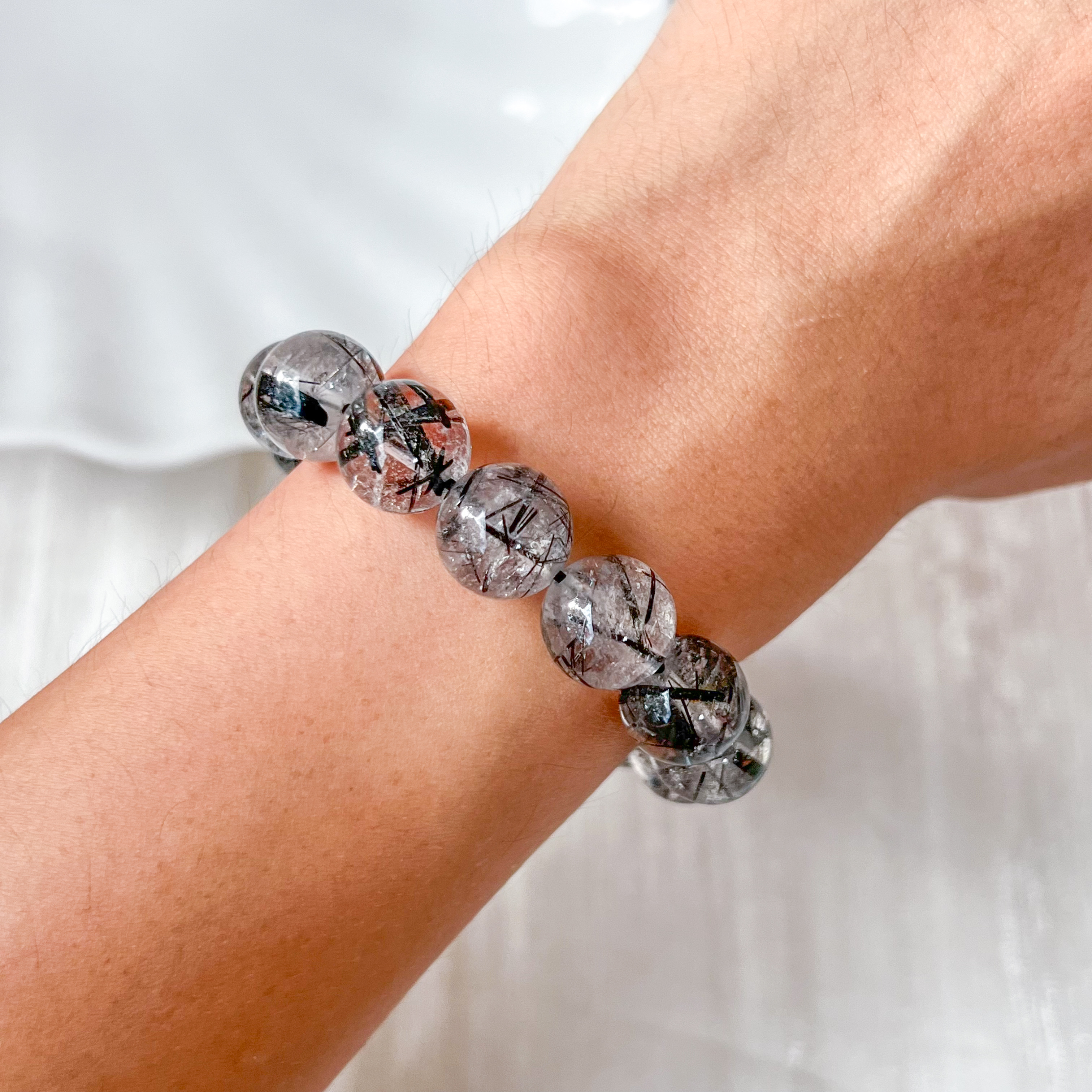 Black Rutilated Quartz 11mm AAA+ Bracelet