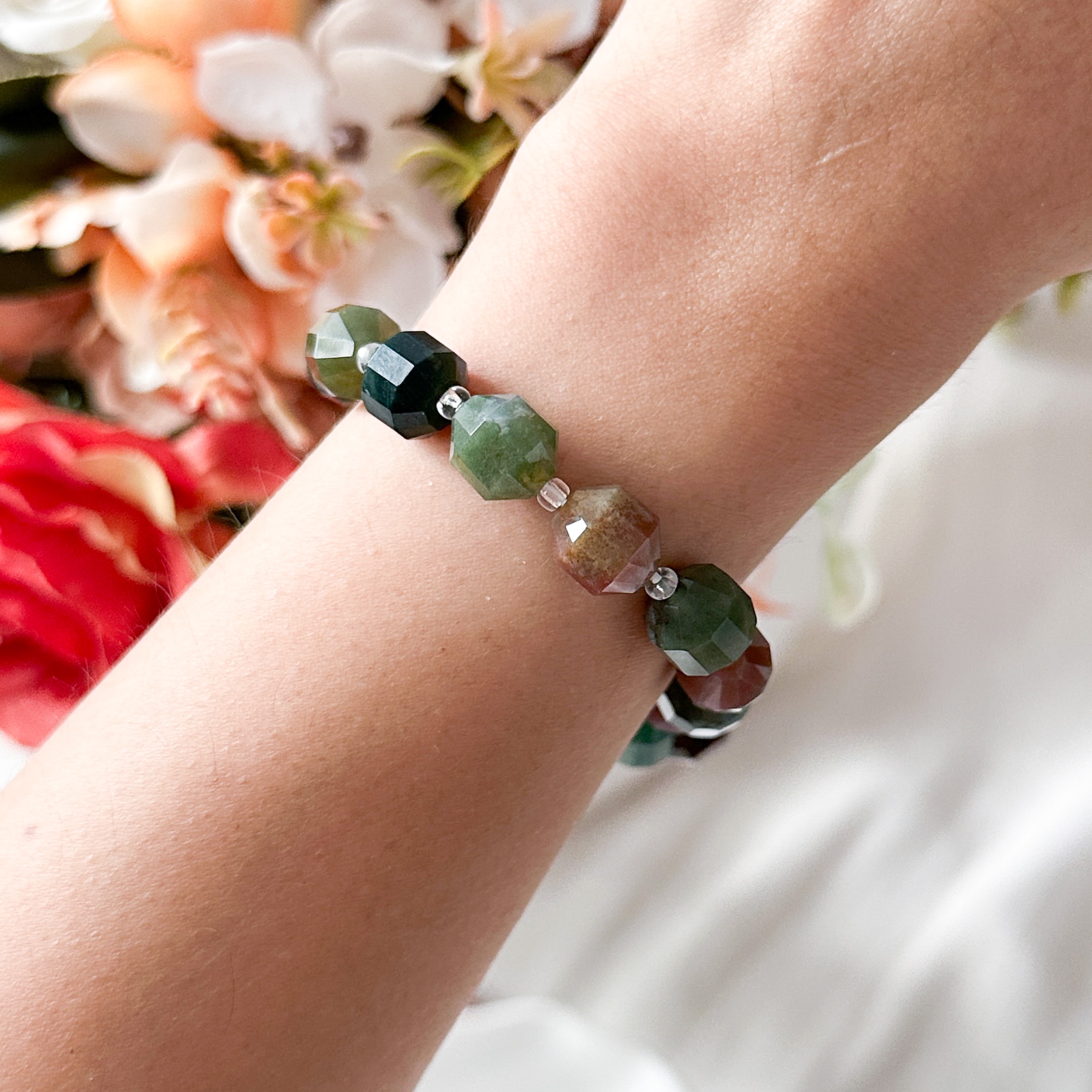 Bloodstone Geometric Bracelet