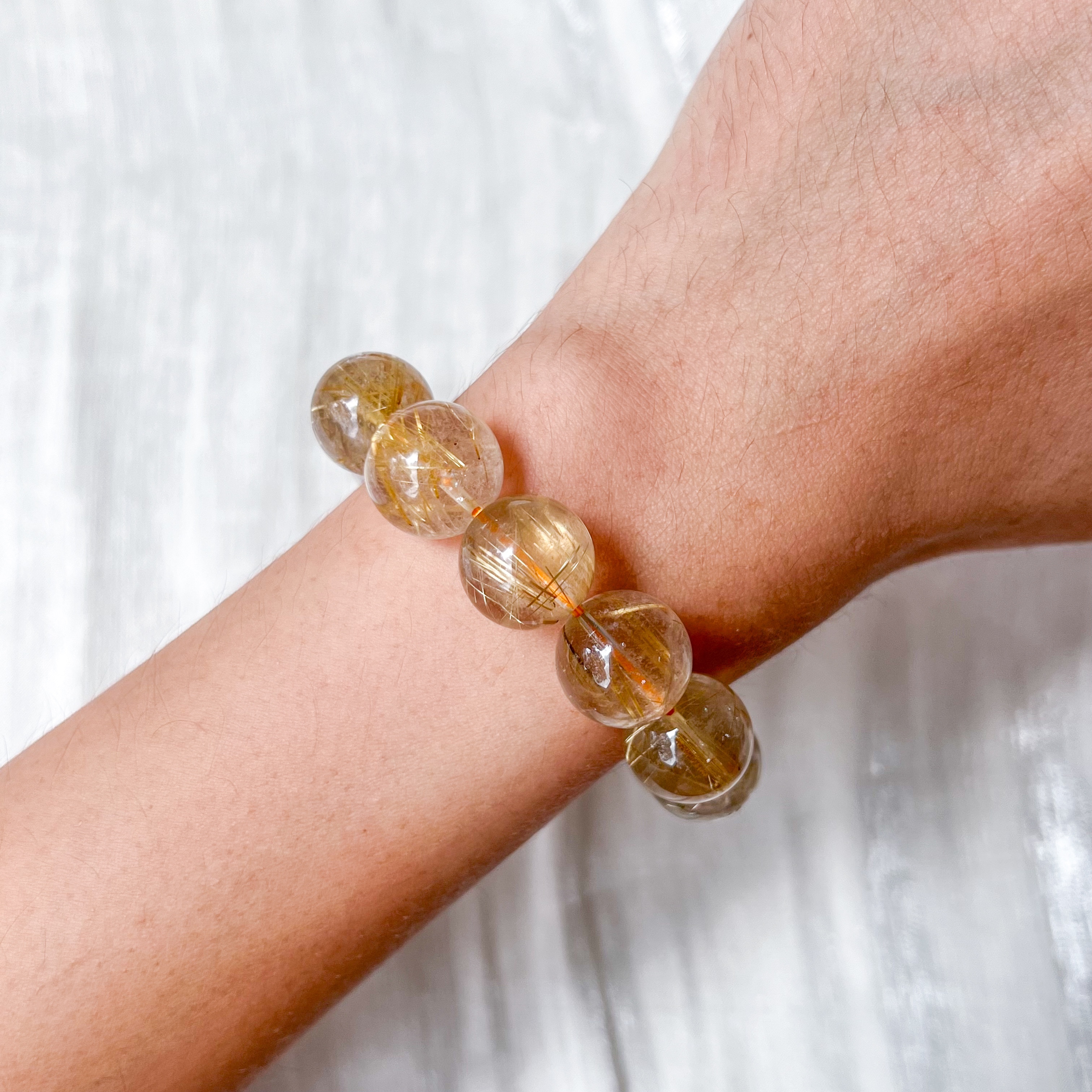 Gold Rutilated Quartz 13-14mm AAA Bracelet