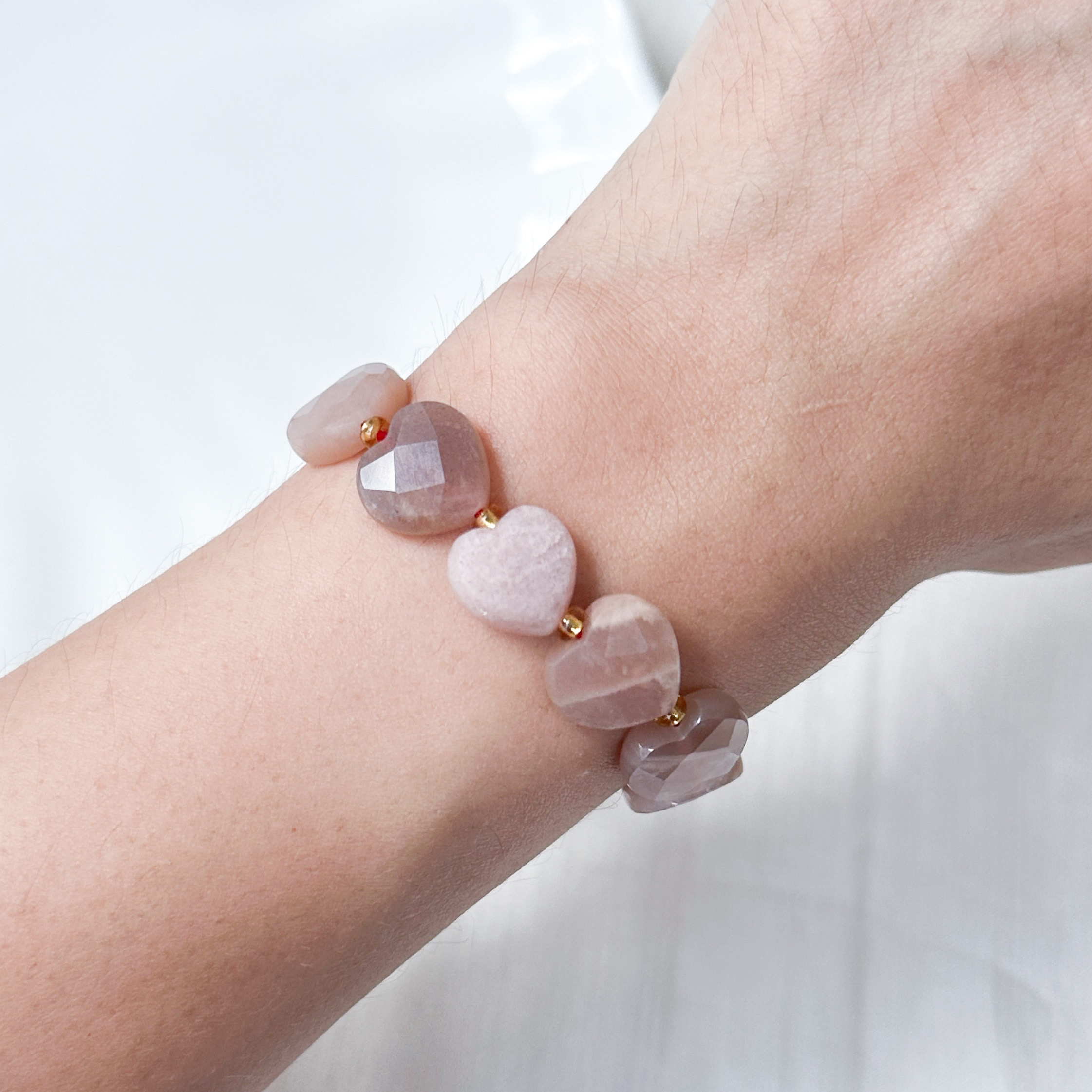 Peach Moonstone Heart Bracelet