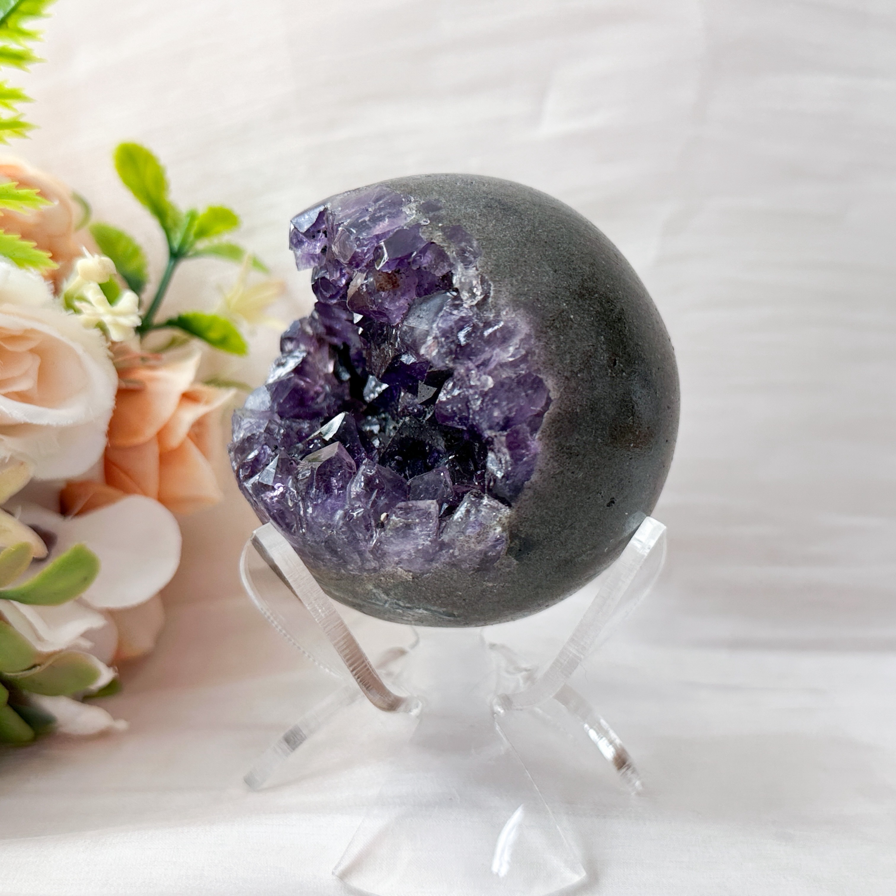 Amethyst Raw Sphere w Sphere Stand