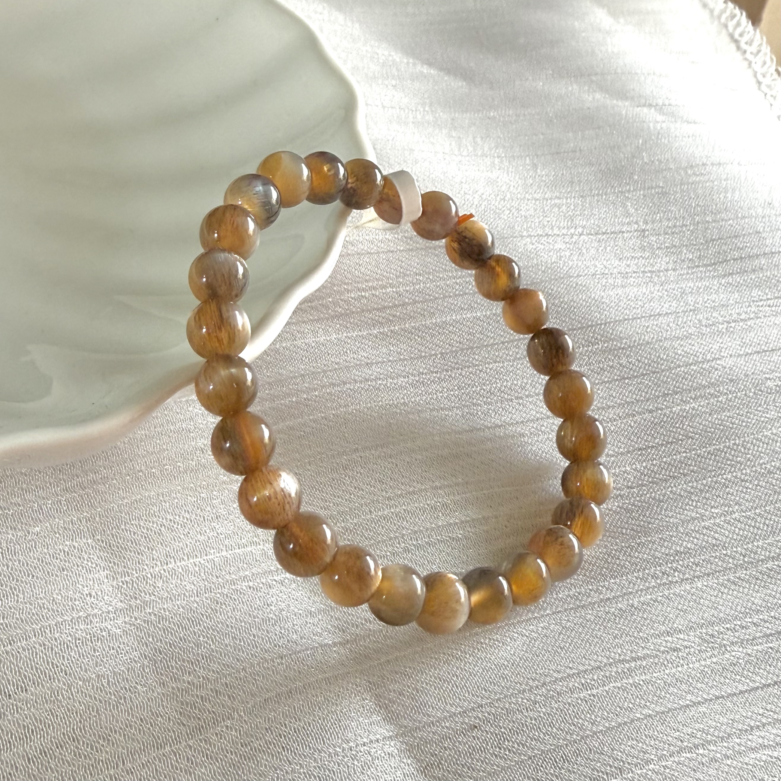 Golden Black Sunstone 7-8mm Bracelet