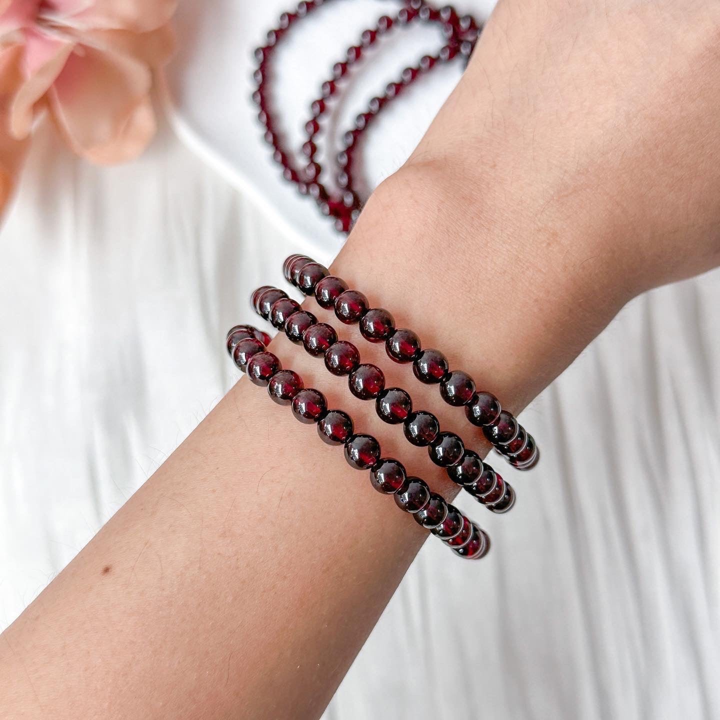 Garnet 6mm Round Bracelet