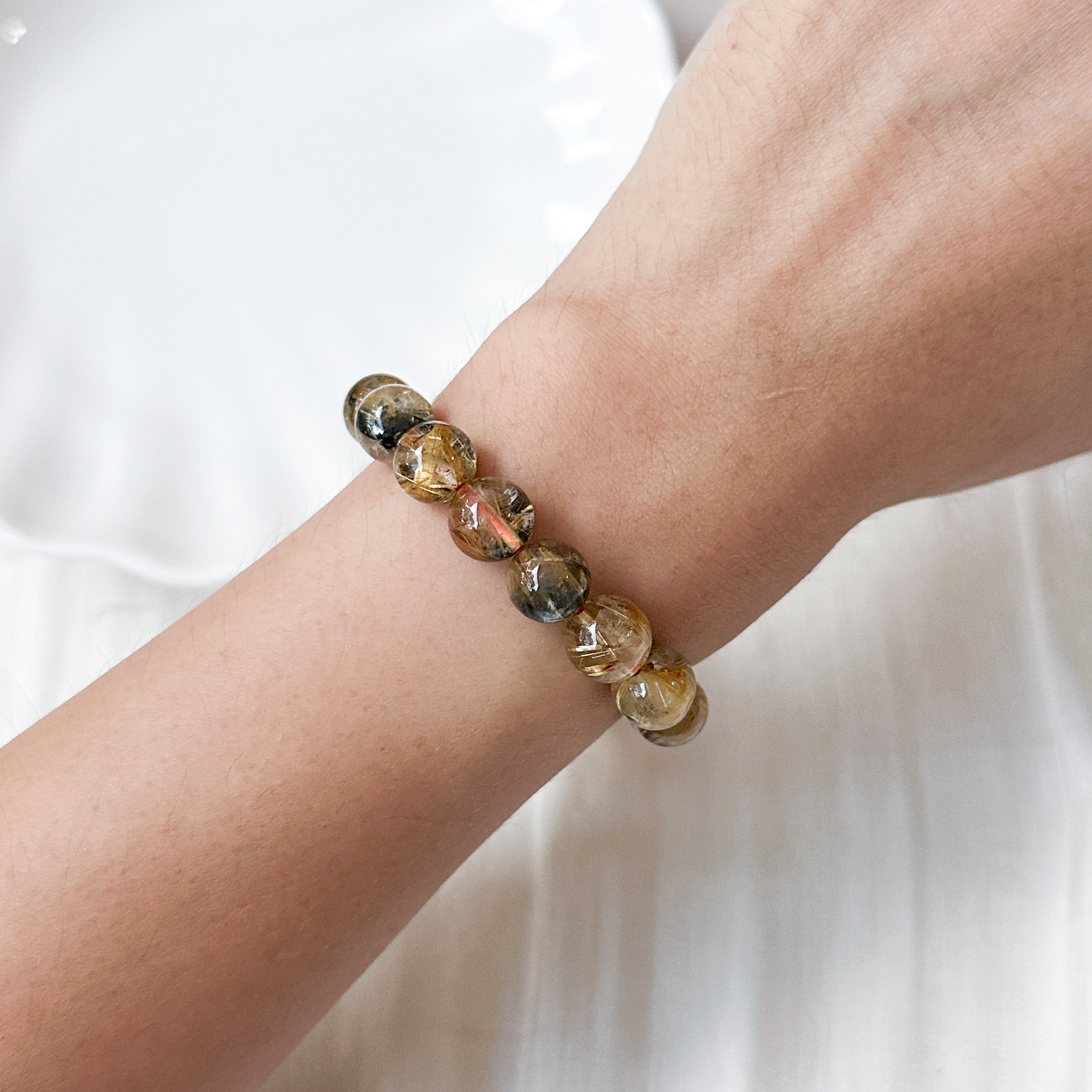 Titanium Gold Rutilated Quartz 9mm AAA+ Bracelet