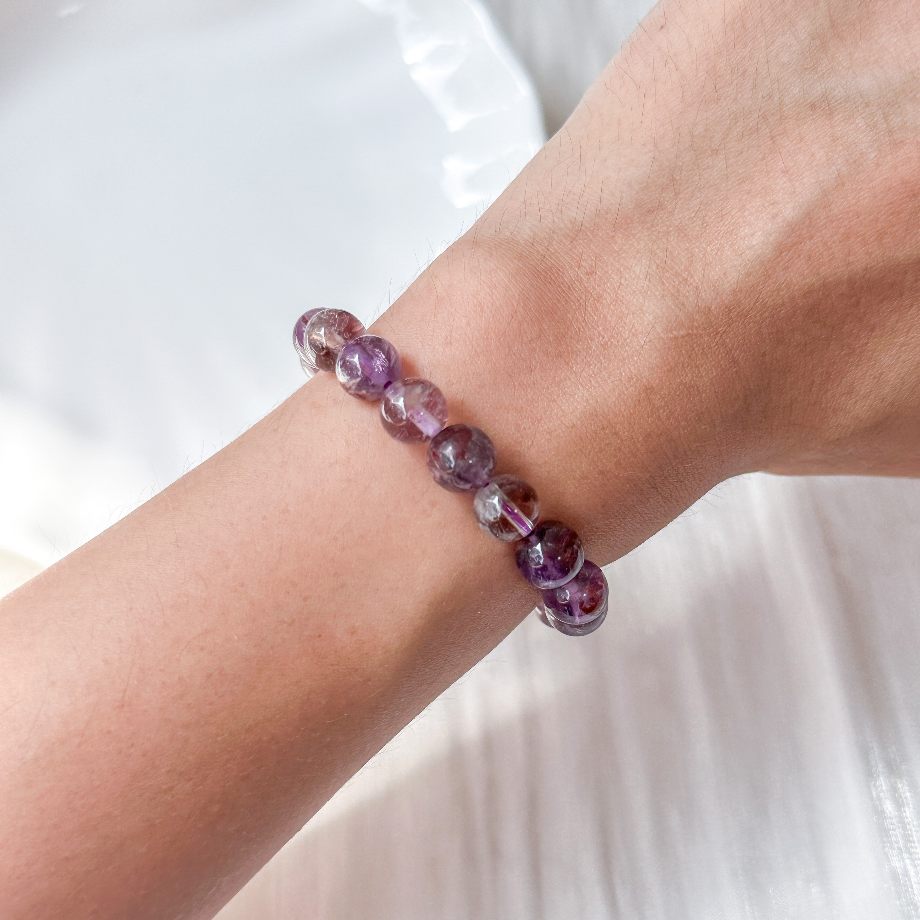 Amethyst Phantom 8mm Round Bracelet