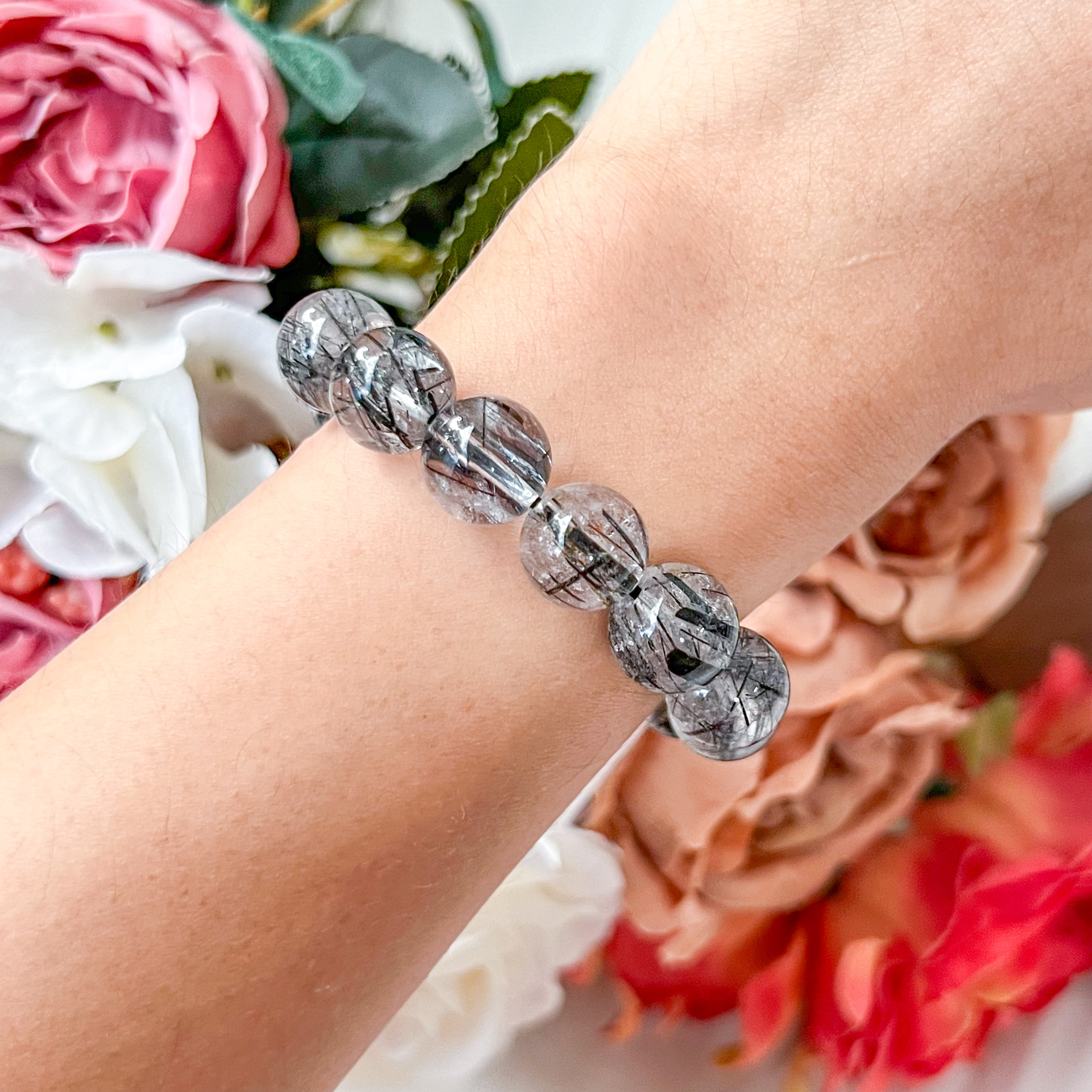 Black Rutilated Quartz 11mm AAA Bracelet