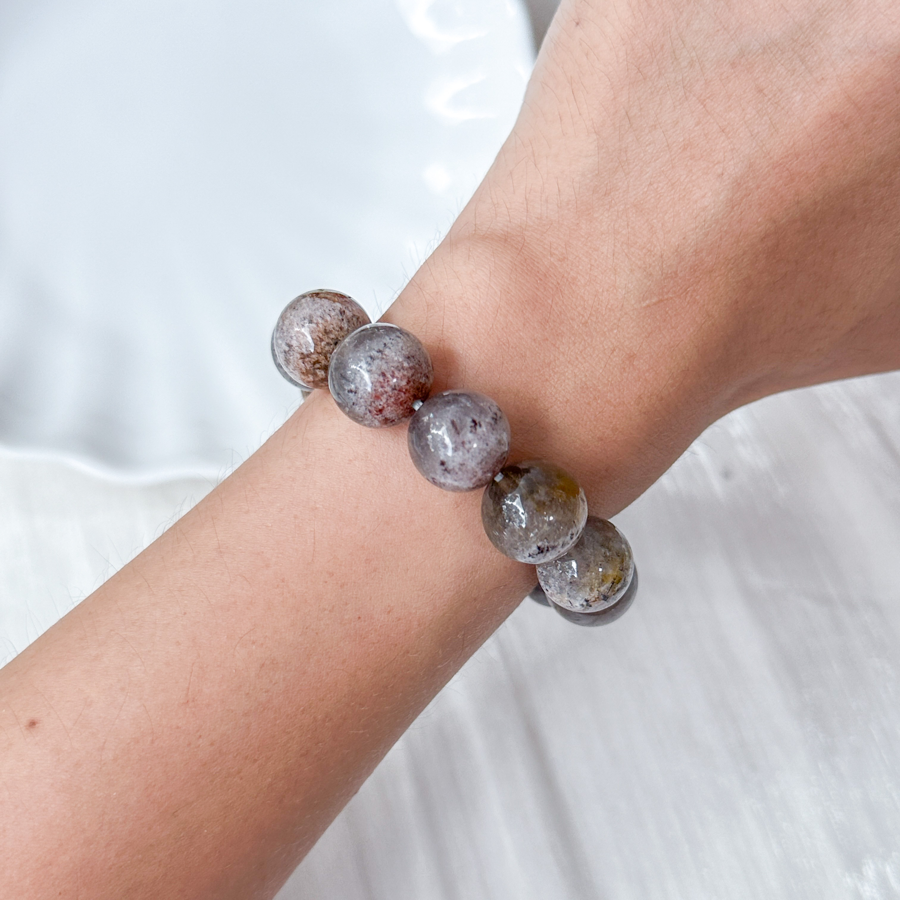 White Auralite 13+mm Bracelet