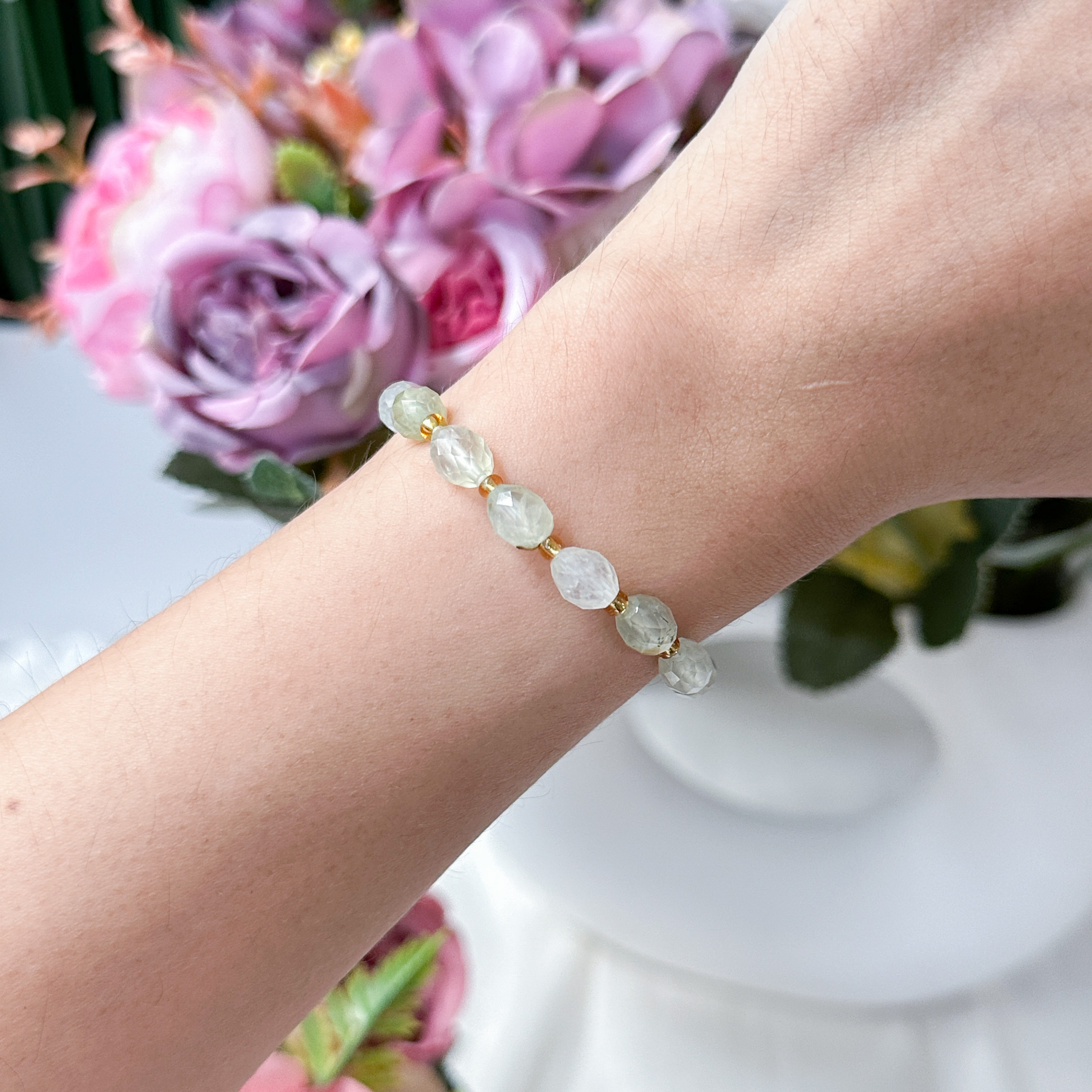 Prehnite Olive Cut Bracelet