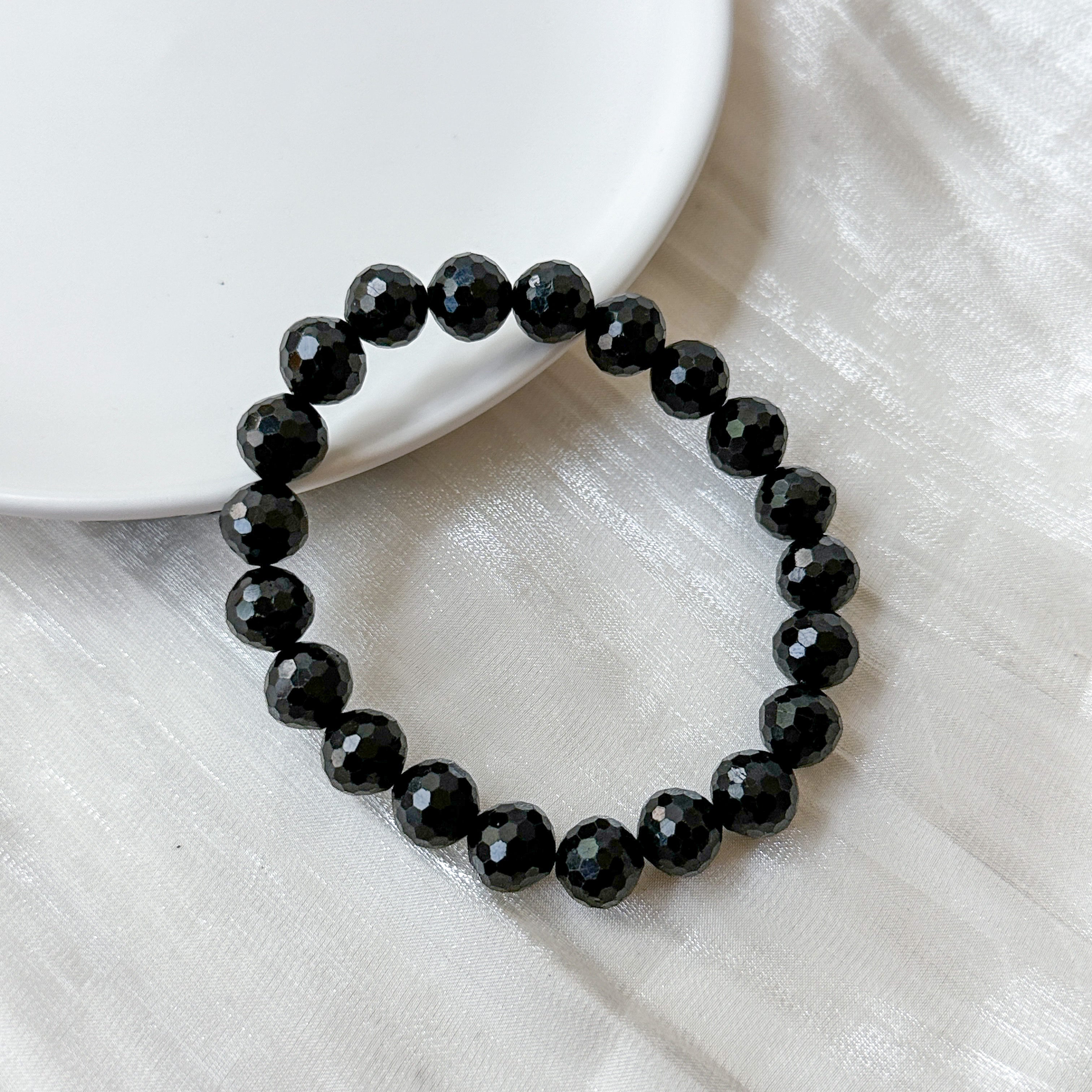 Black Tourmaline 10mm Faceted Bracelet