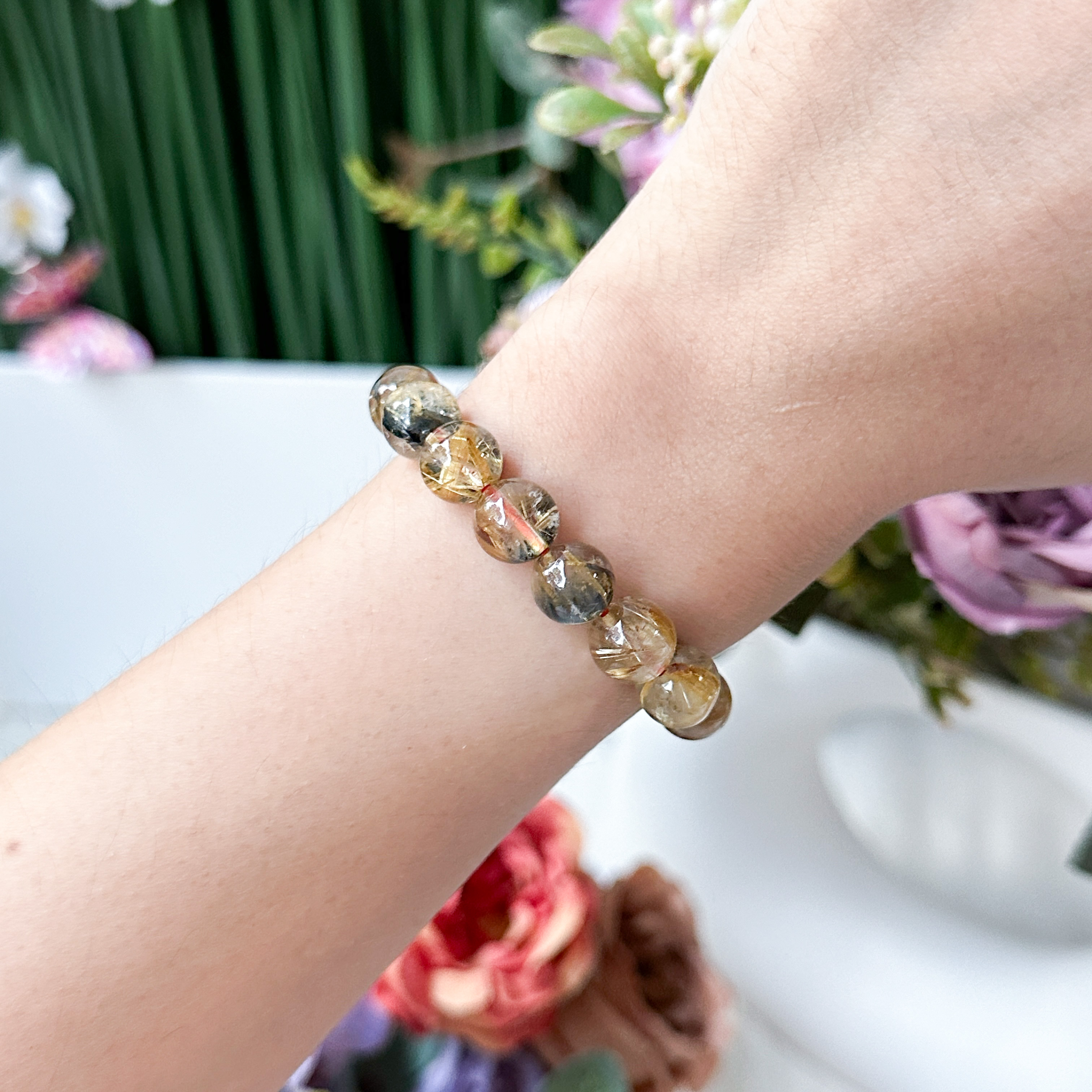 Titanium Gold Rutilated Quartz 9mm AAA+ Bracelet