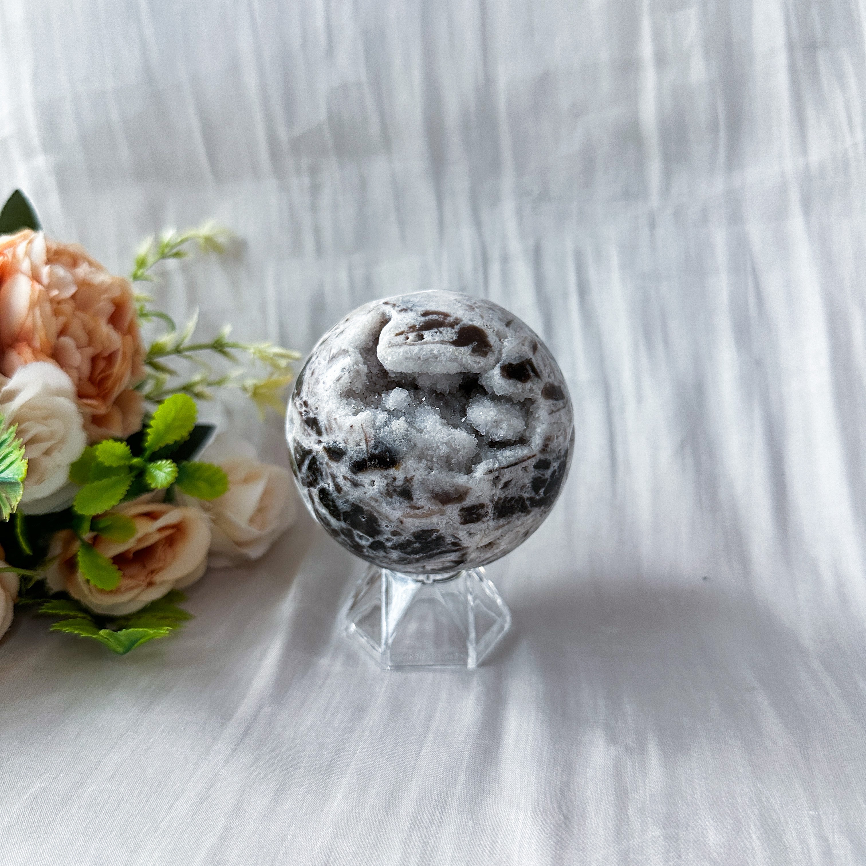 Zebra Druzy Jasper Sphere 69.4mm