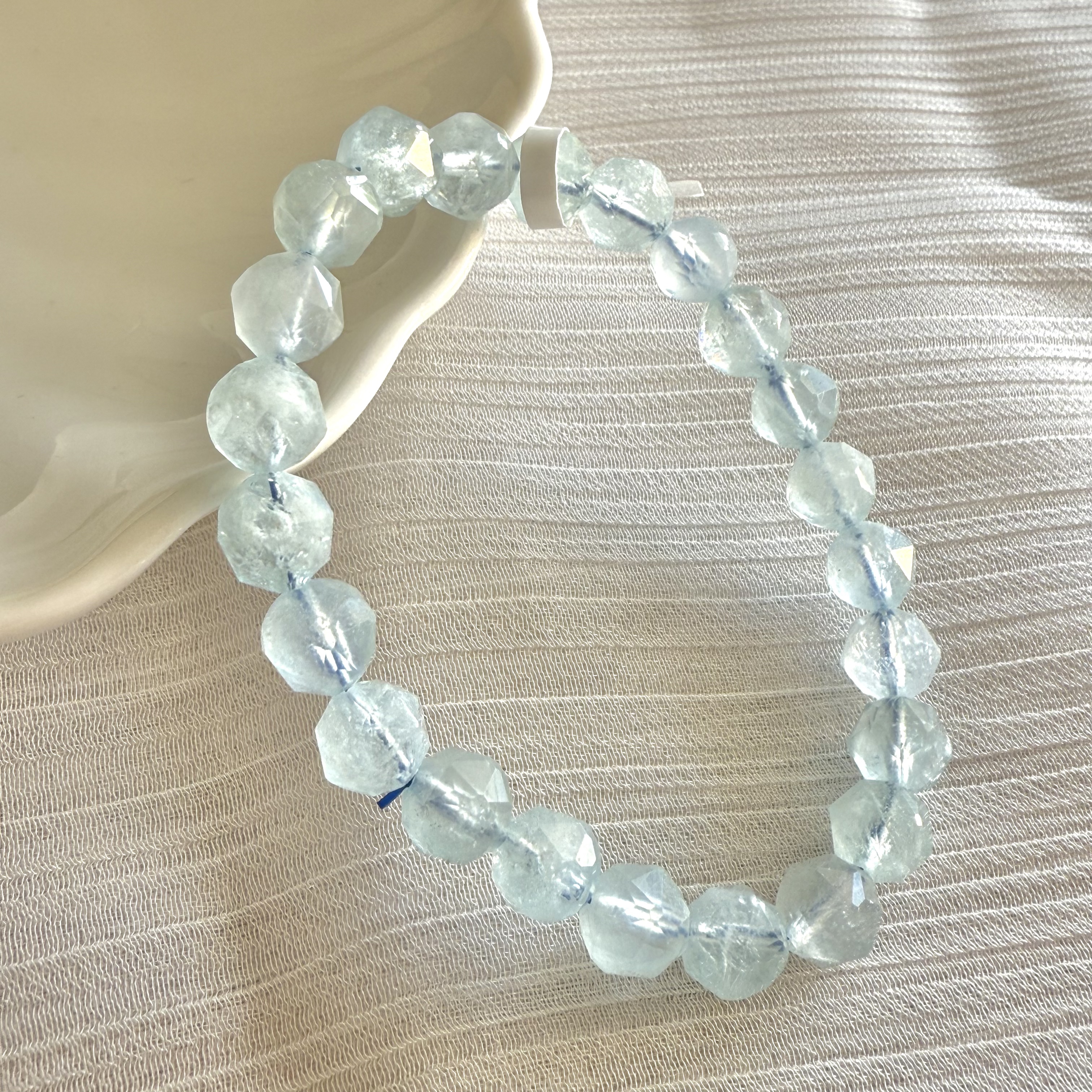 Aquamarine 8mm Diamond Cut Bracelet