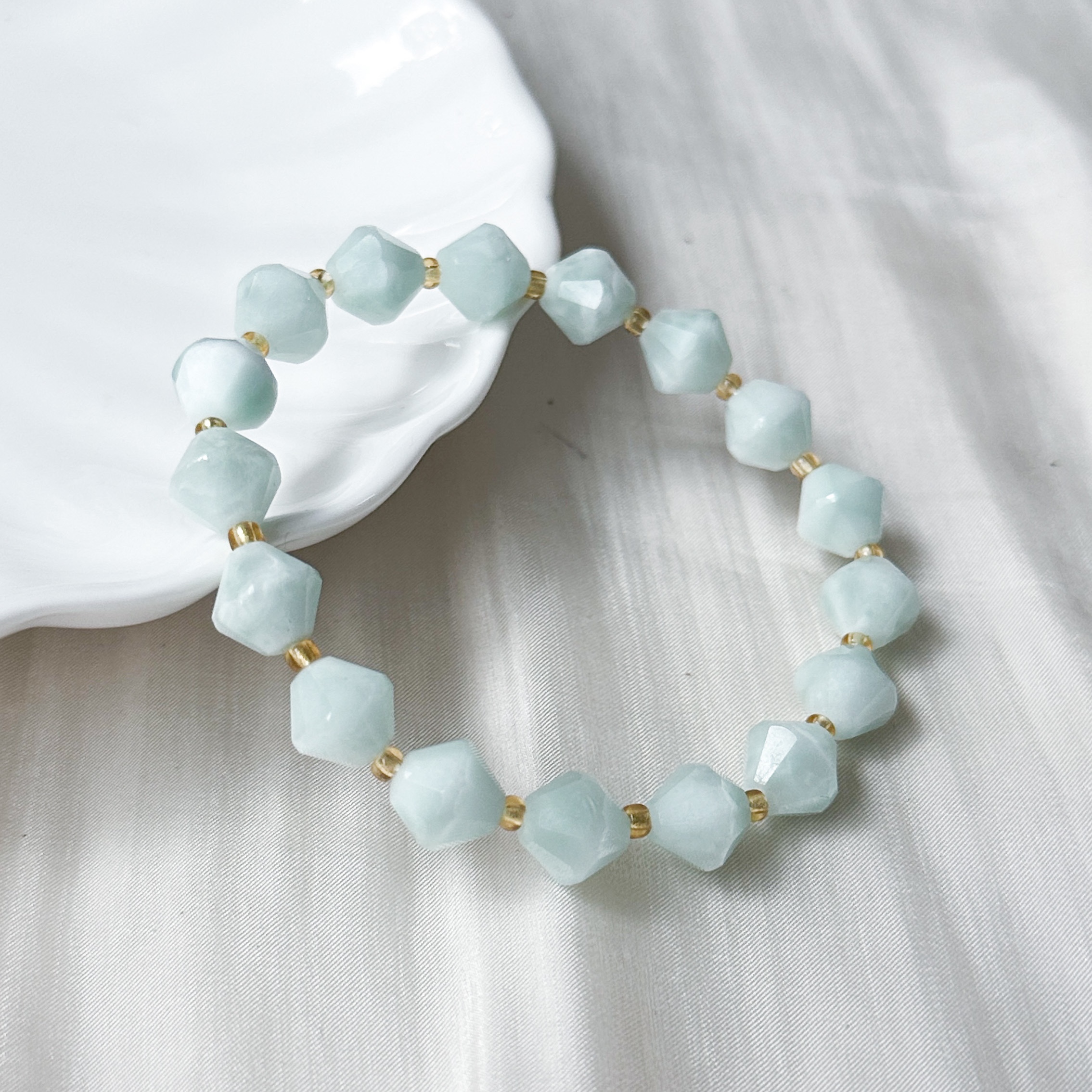 Green Angelite 10mm Bicone Bracelet