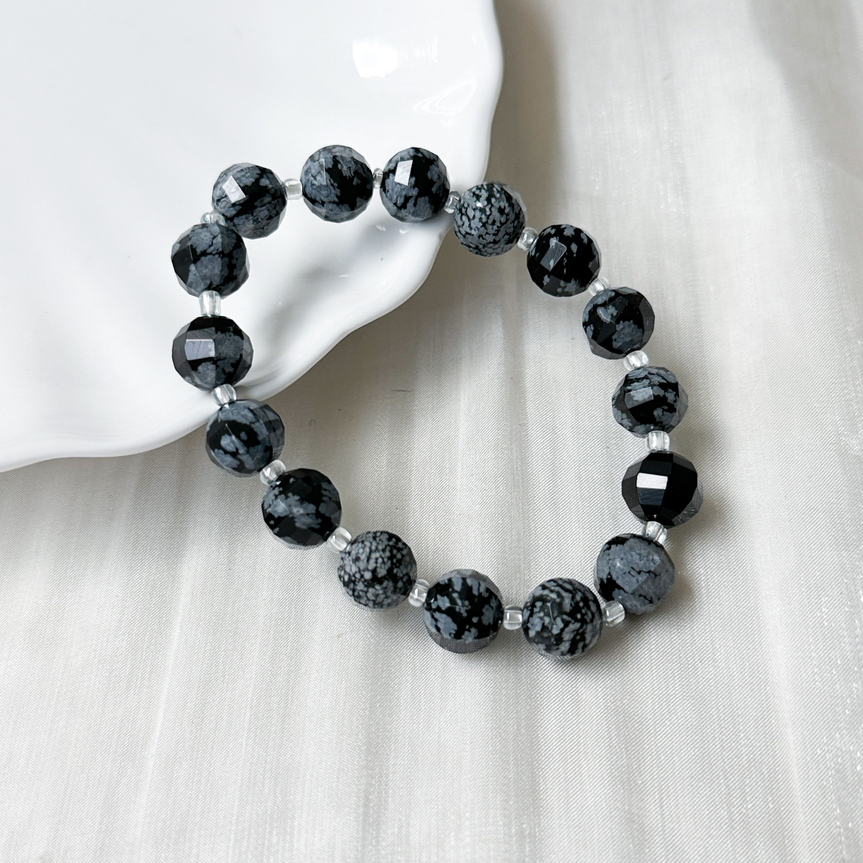 Snowflake Obsidian Geometric Bracelet