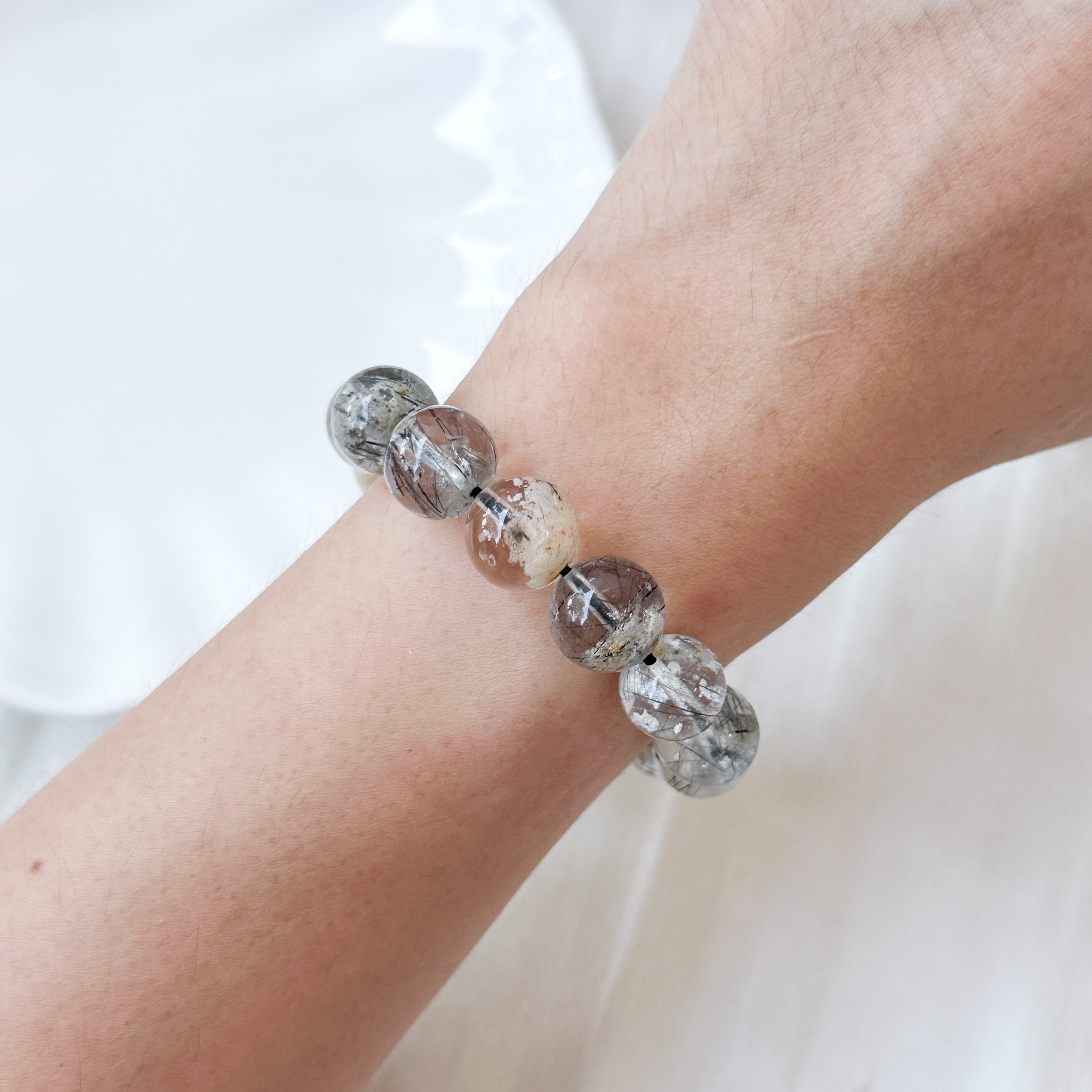 Black Rutilated Quartz / Phantom 10-11mm AAAA Bracelet