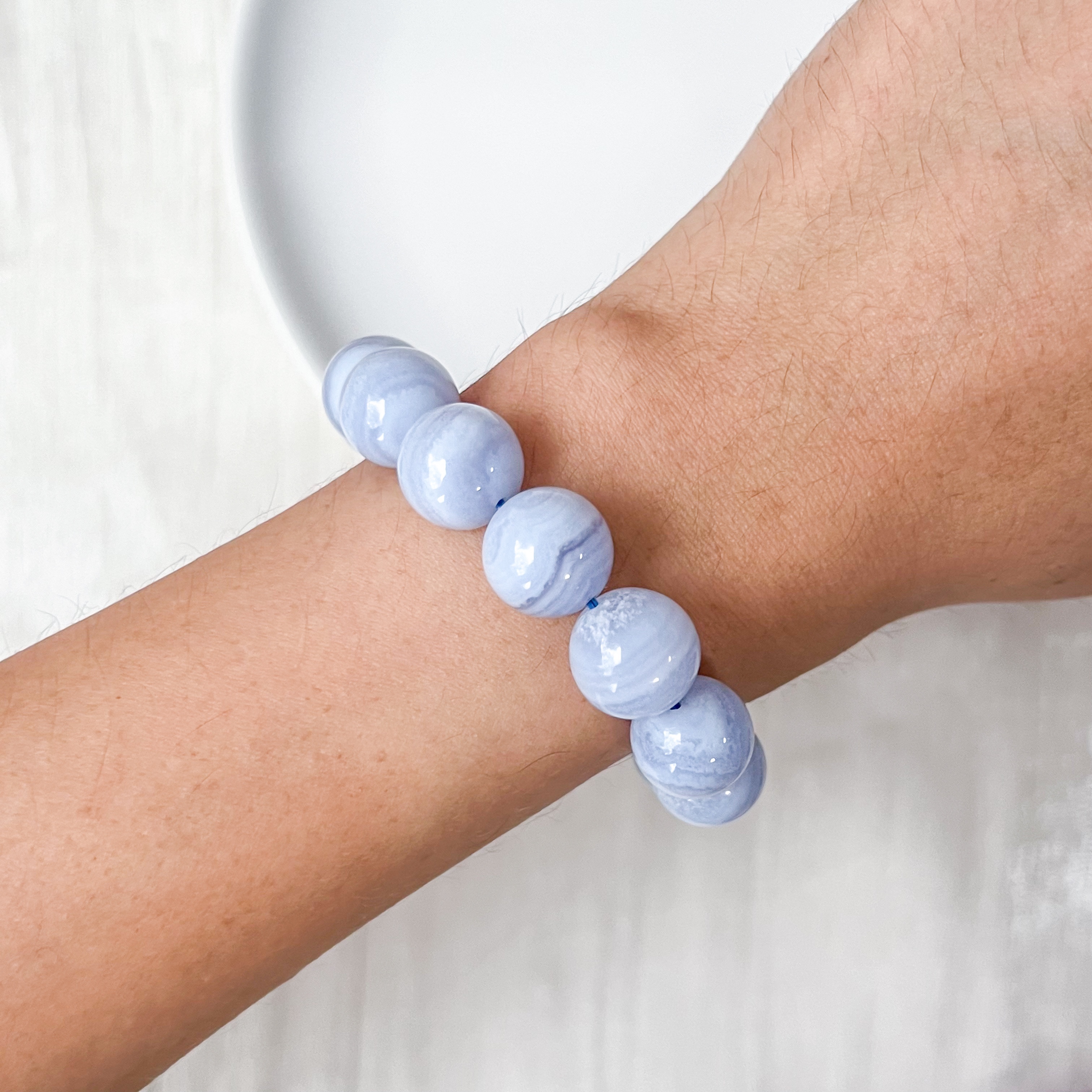 Blue Lace Agate 12mm Bracelet