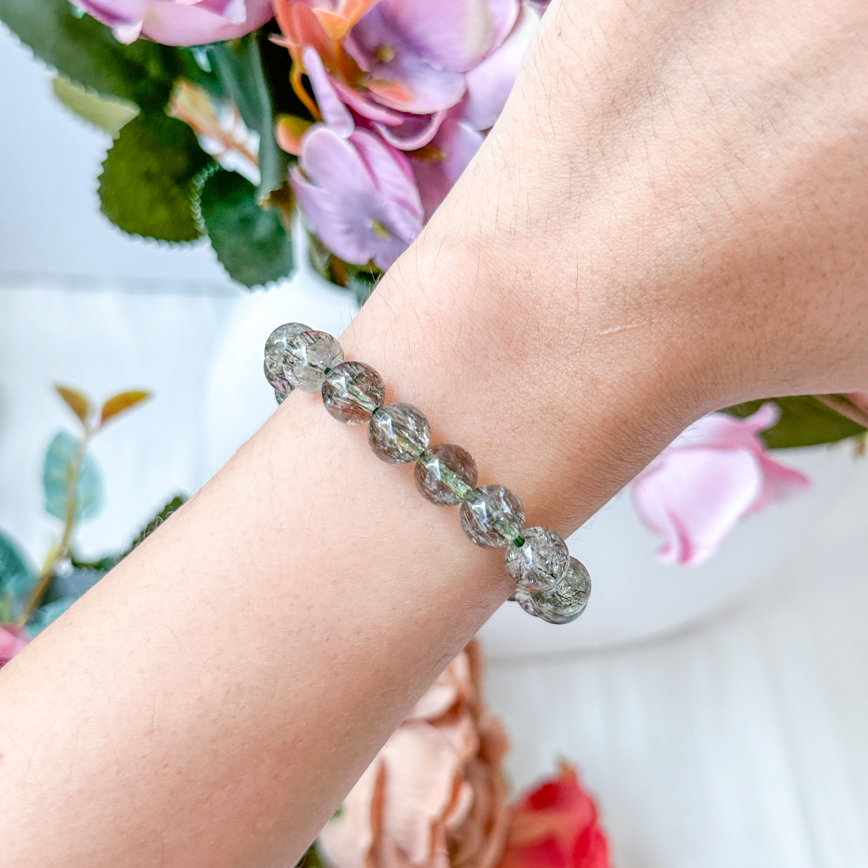 Green Rutilated Quartz 8mm Round Bracelet