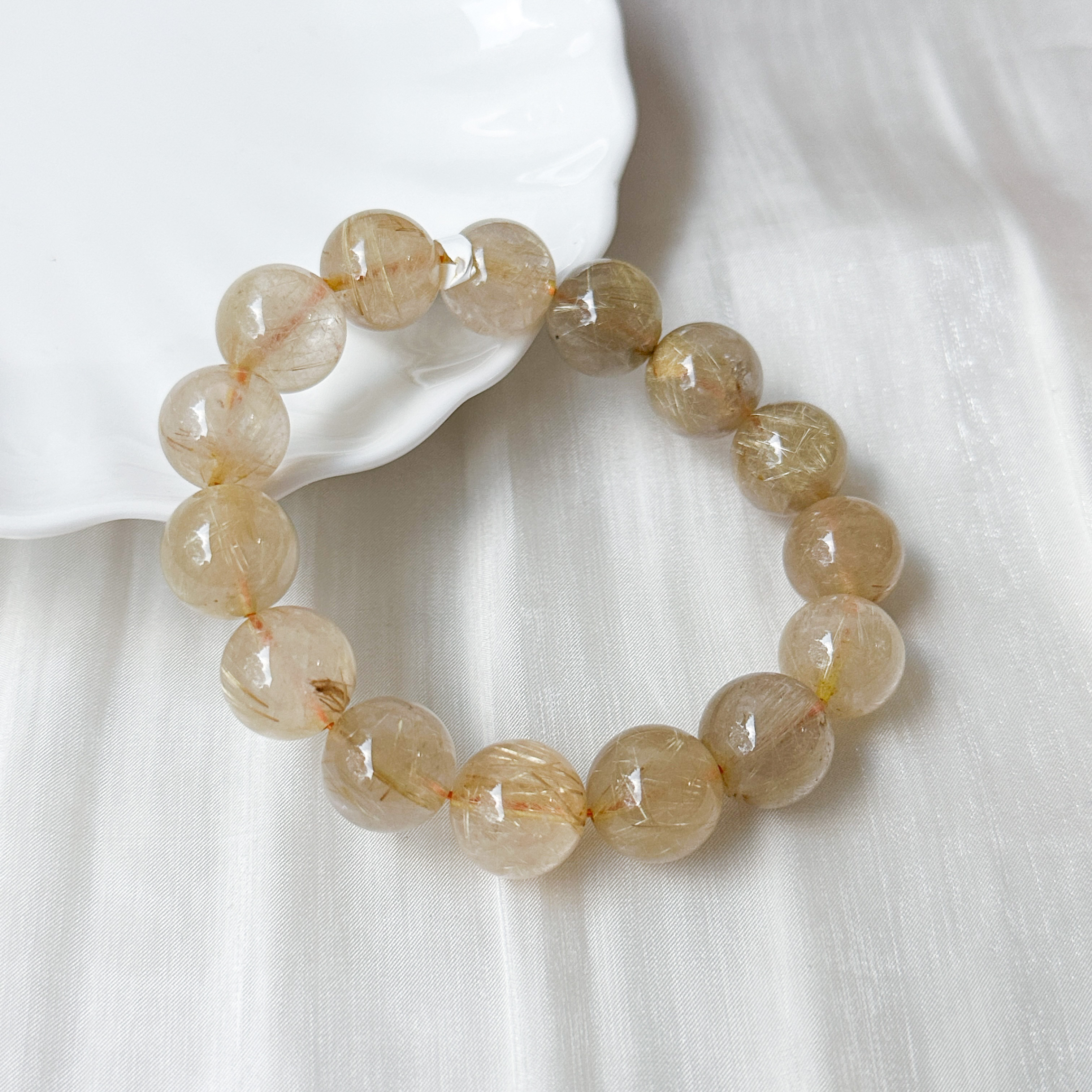 Gold Rutilated Quartz 14+mm AAA+ Bracelet