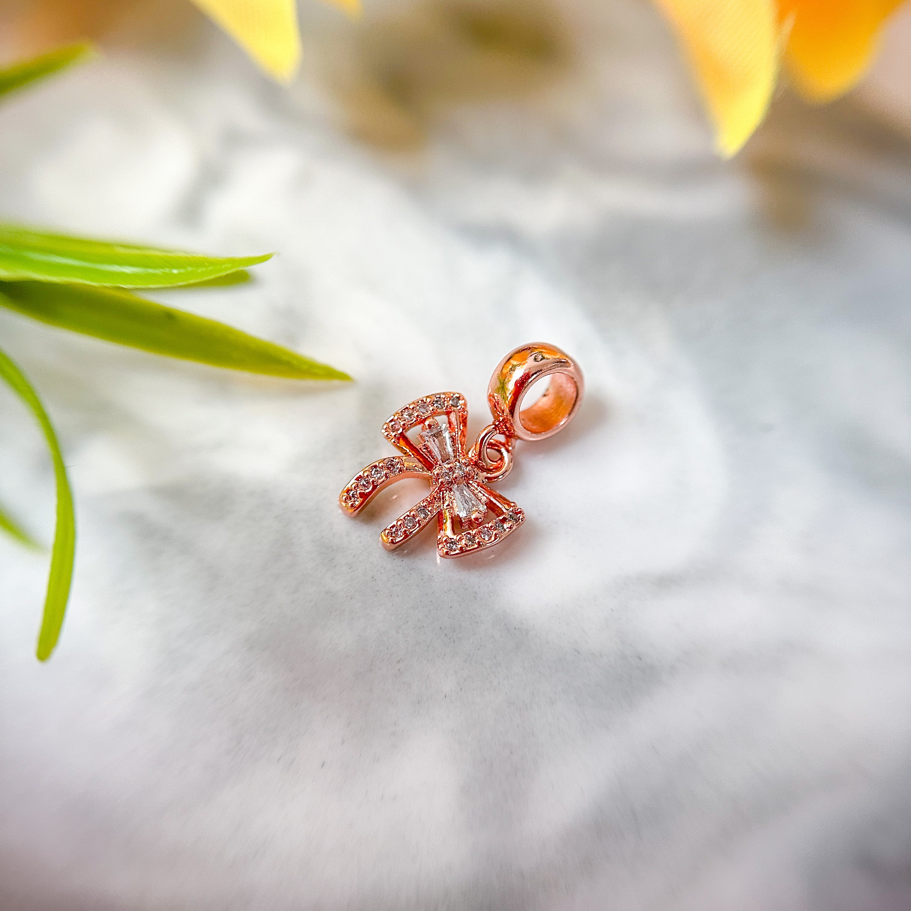 Dazzling Ribbon Rose Gold Charm (3pcs)