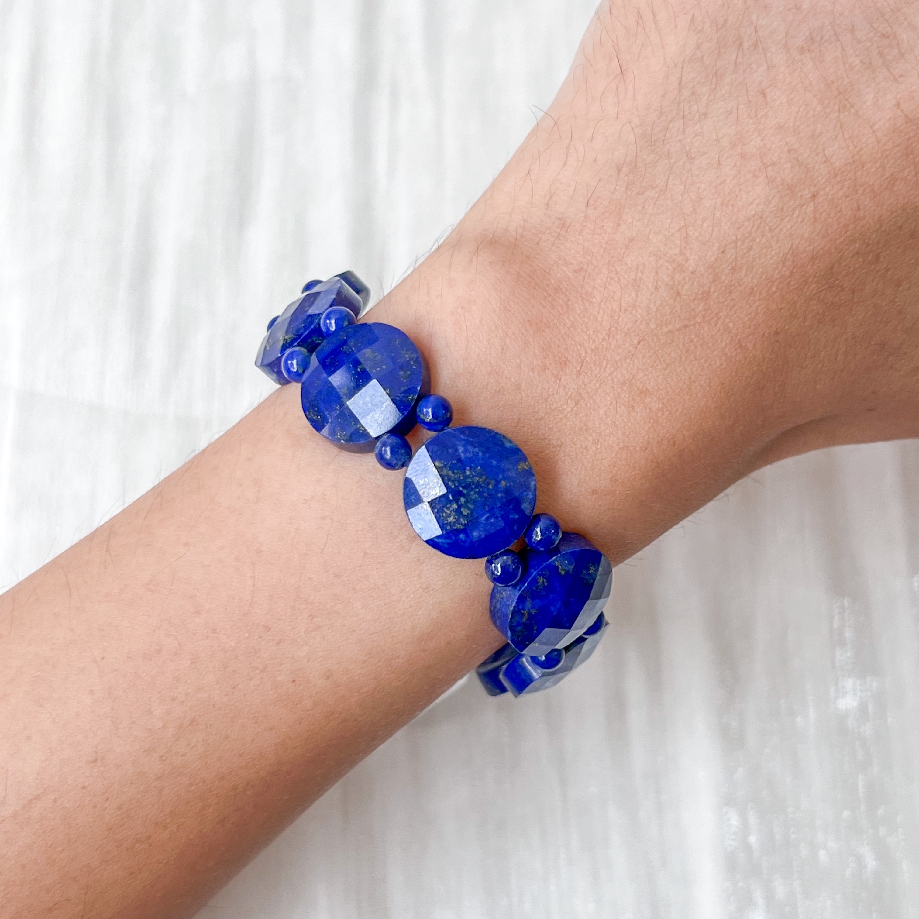 Lapis Lazuli Flat Round Cut Bracelet