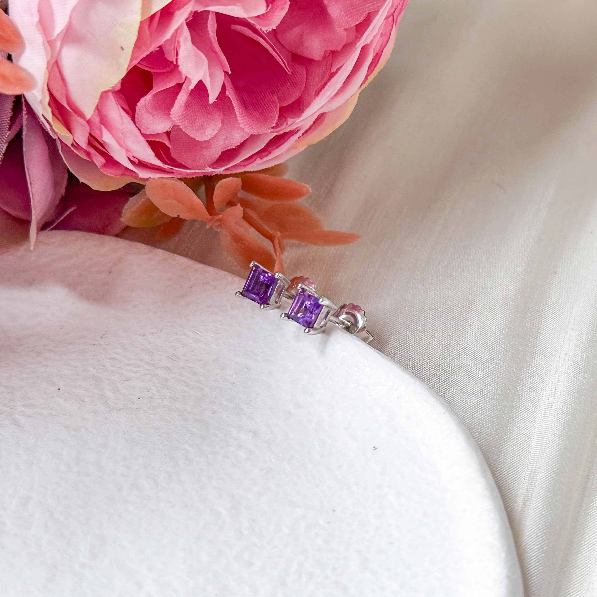 Amethyst Square Earring Studs
